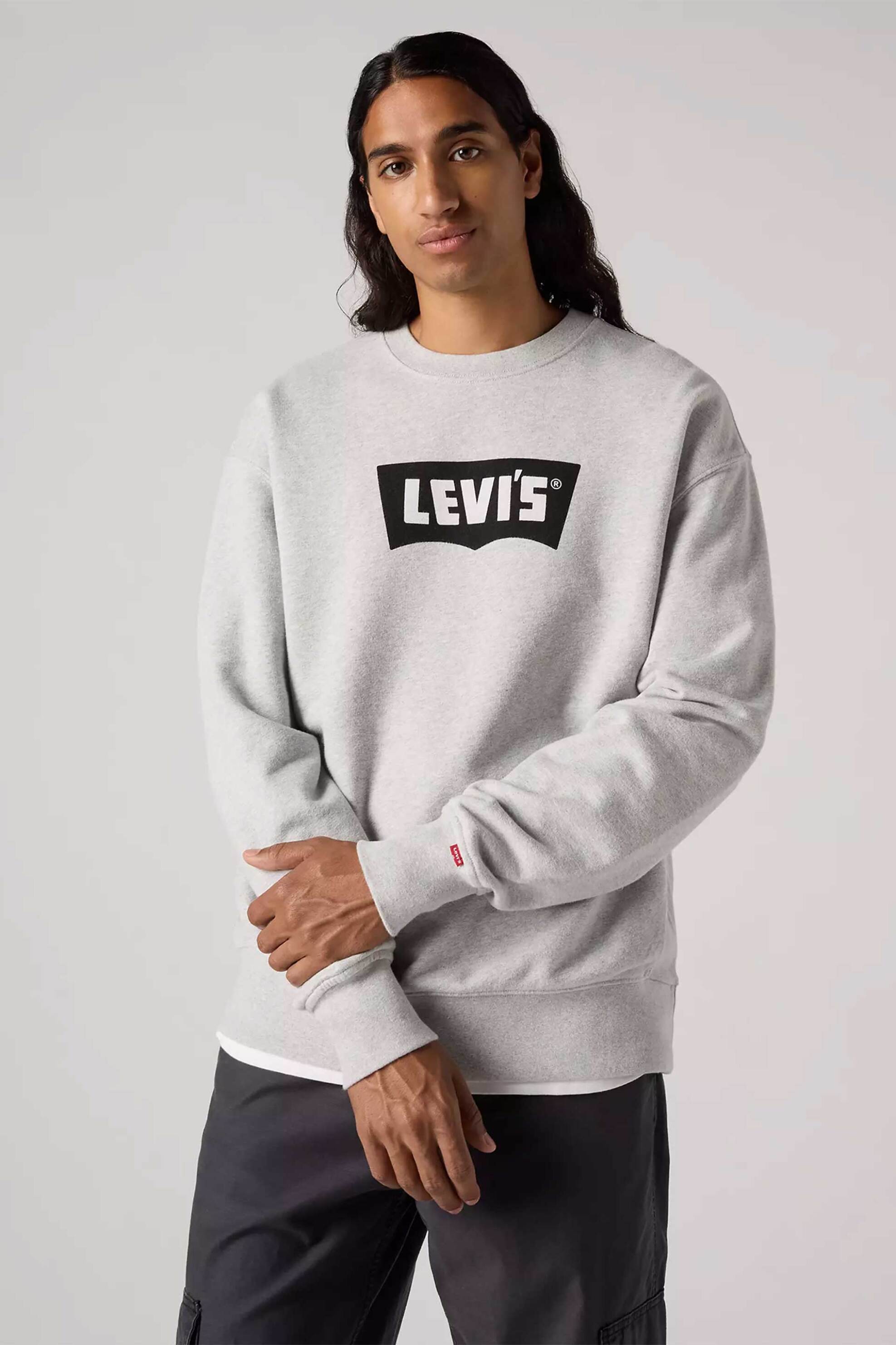 Levi's® ανδρική μπλούζα φούτερ με λογότυπο Relaxed Fit - 000MS0013 Γκρι