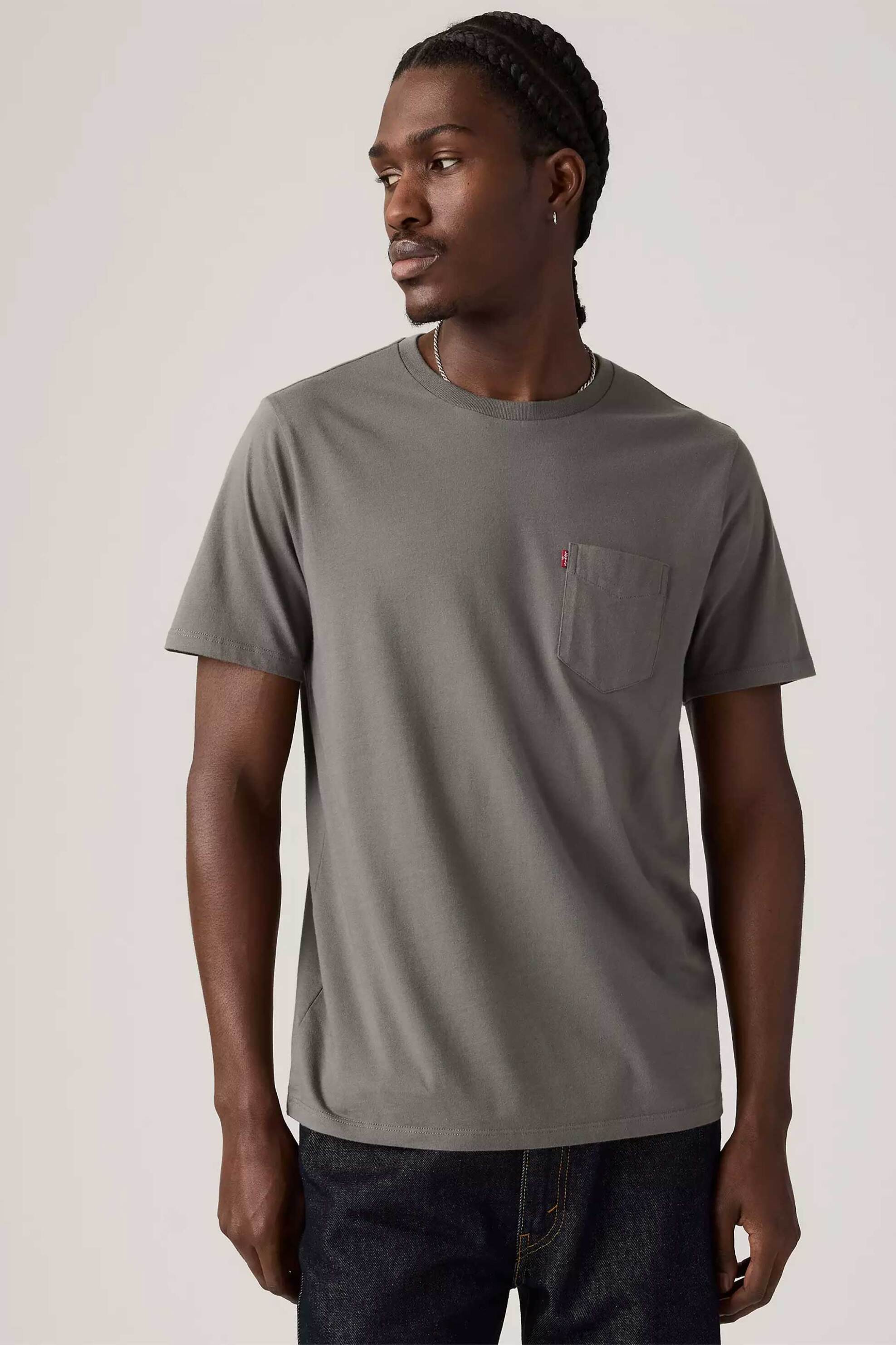 Levi's® ανδρικό T-shirt μονόχρωμο με τσέπη Standrad Fit - 193420441 Γκρι