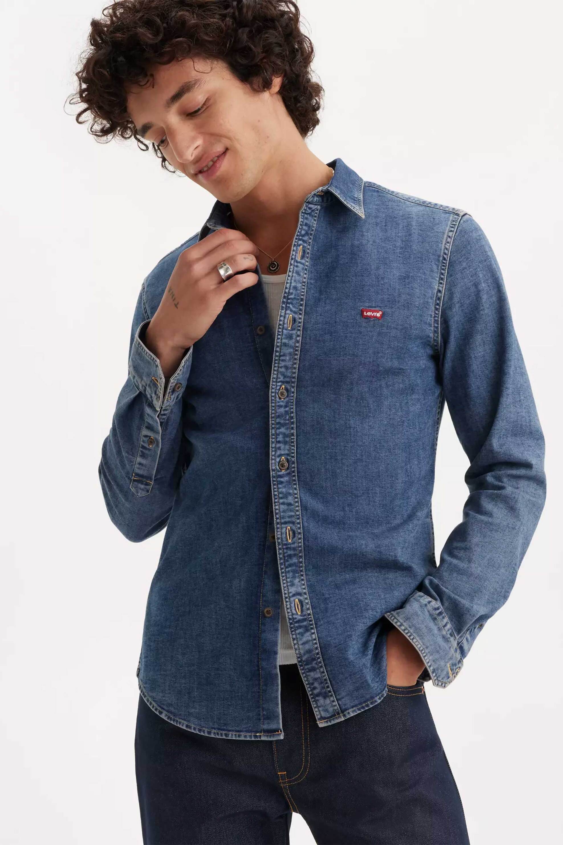 Levi's® ανδρικό denim πουκάμισο με λογότυπο Slim Fit "Battery" - 866250052 Denim Blue Ανοιχτό