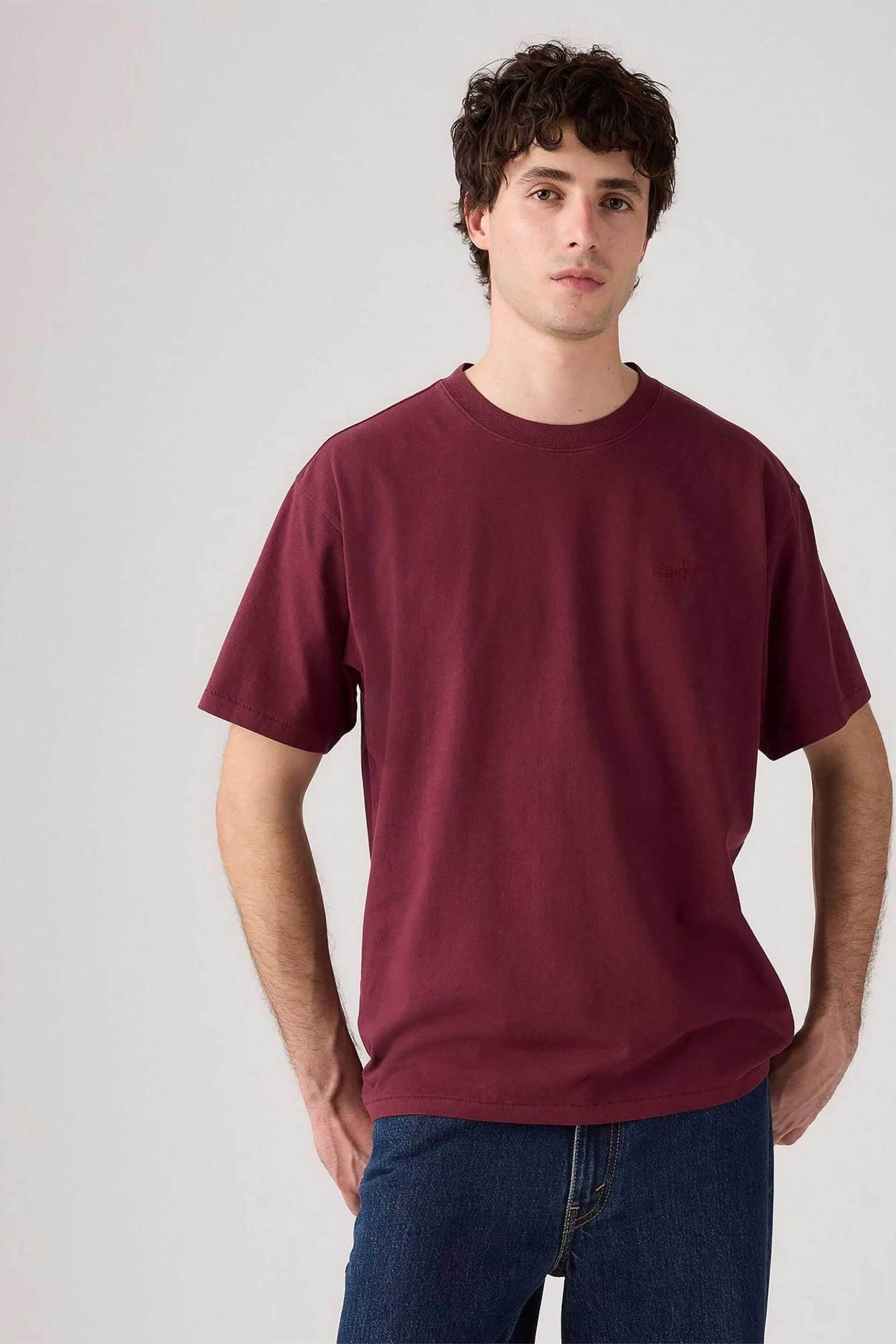 Levi's® ανδρικό T-shirt με λογότυπο στο στήθος Relaxed Fit - A06370166 Μπορντό