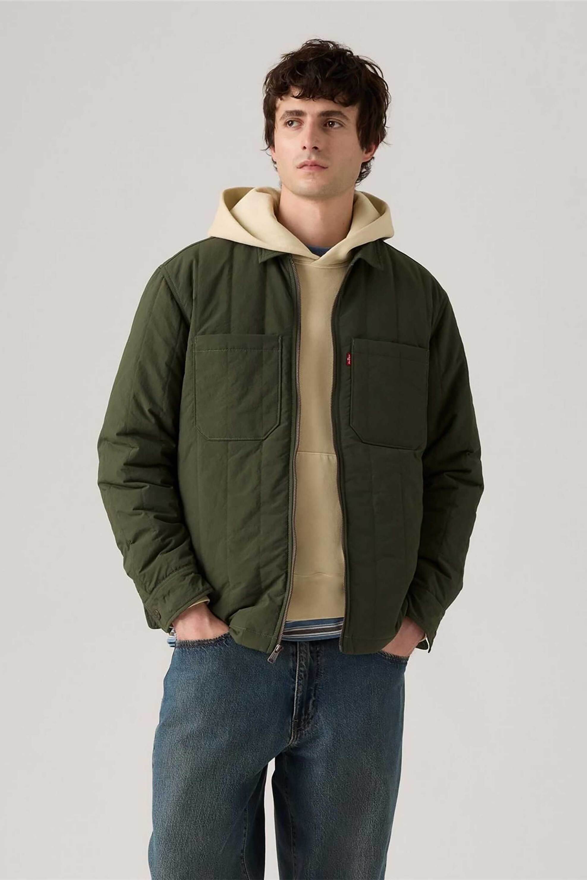 LEVI'S Levi's® ανδρικό overshirt μονόχρωμο με τσέπες Standard Fit "Kyren" - 003AR0001 Λαδί