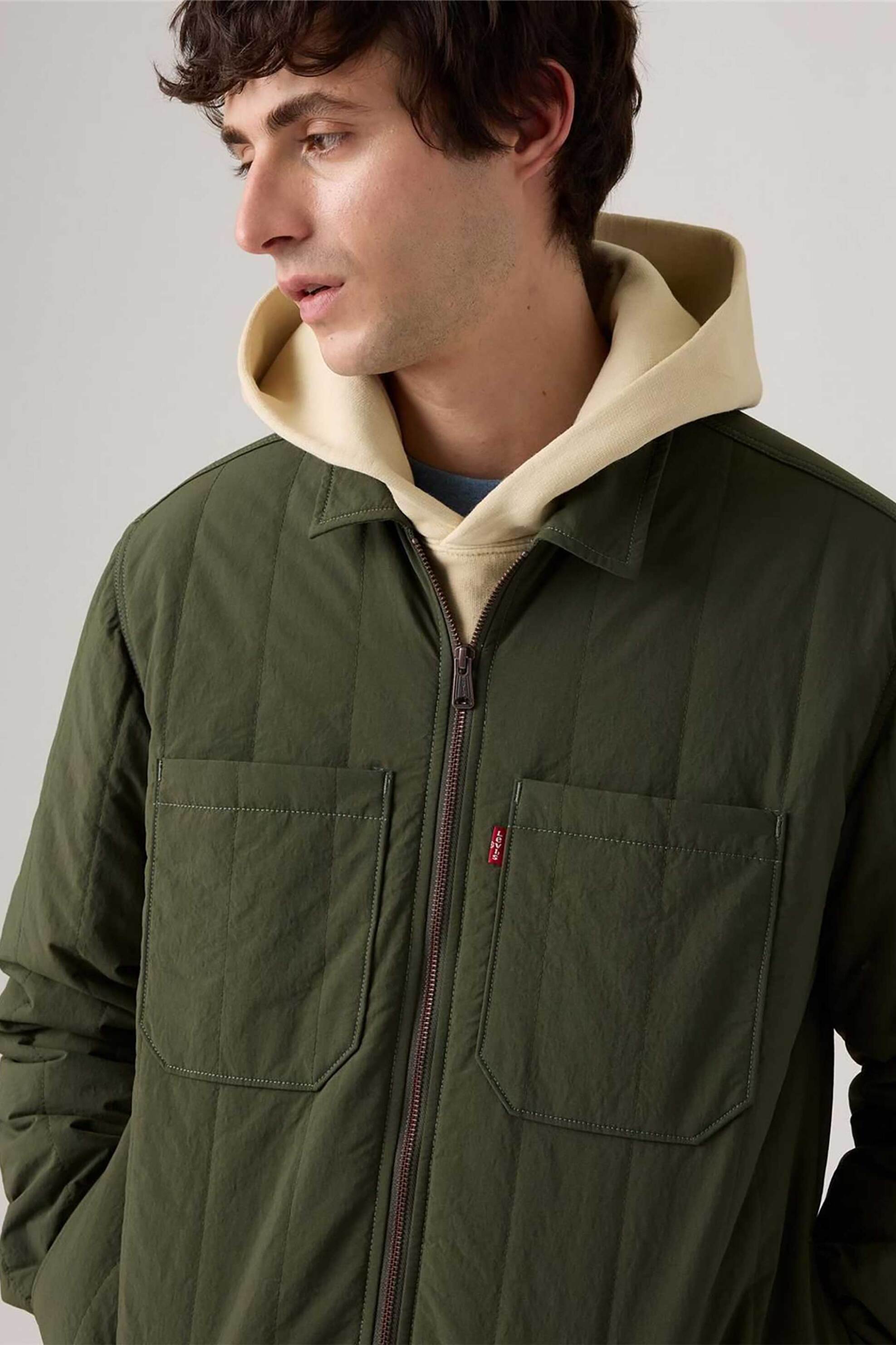 Levi's® ανδρικό overshirt μονόχρωμο με τσέπες Standard Fit "Kyren" - 003AR0001 Λαδί φωτογραφία