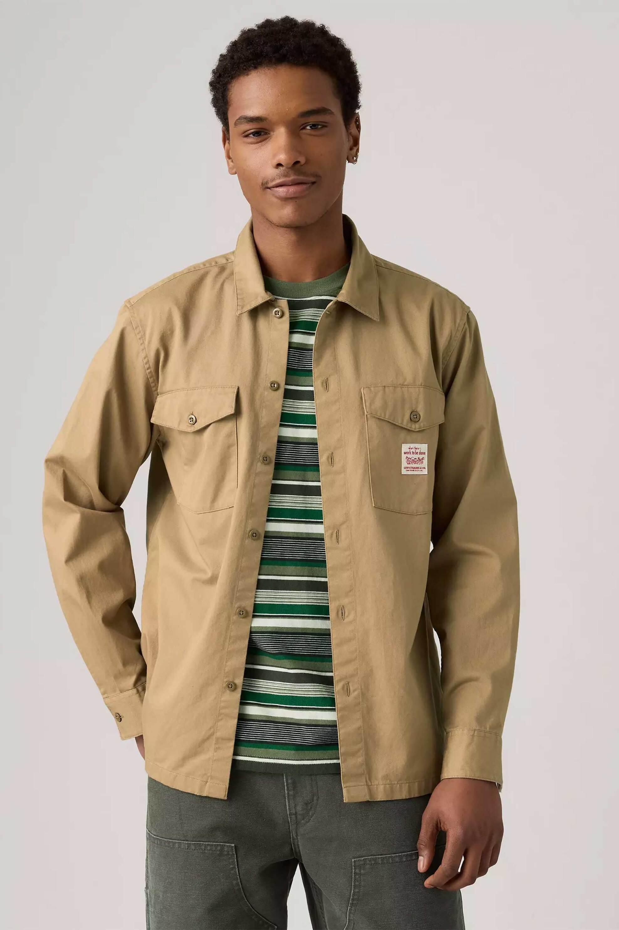 Levi's® ανδρικό overshirt με τσέπες Relaxed Fit "Worker" - 003O20001 Μπεζ