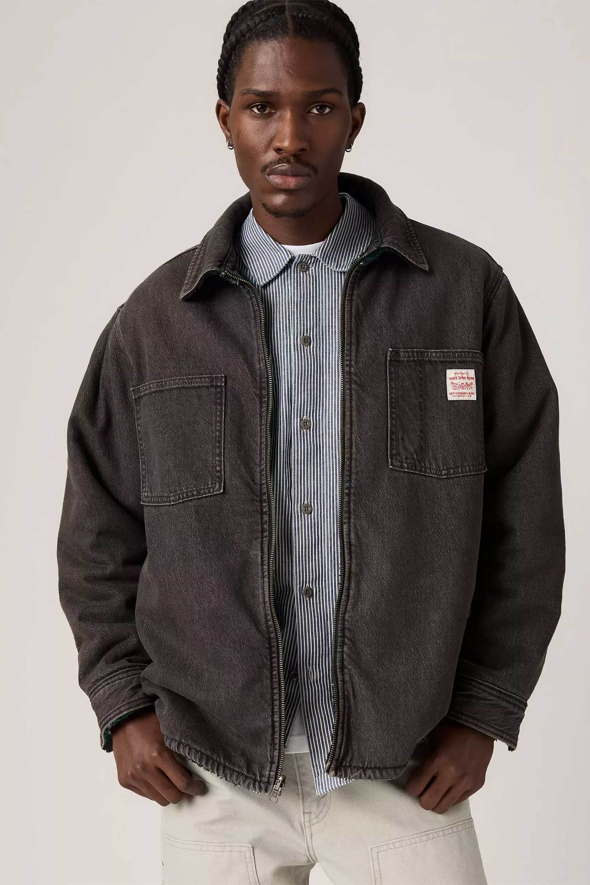 Levi's® ανδρικό jacket διπλής όψης με logo patch Relaxed Fit - 003B10001 Ανθρακί
