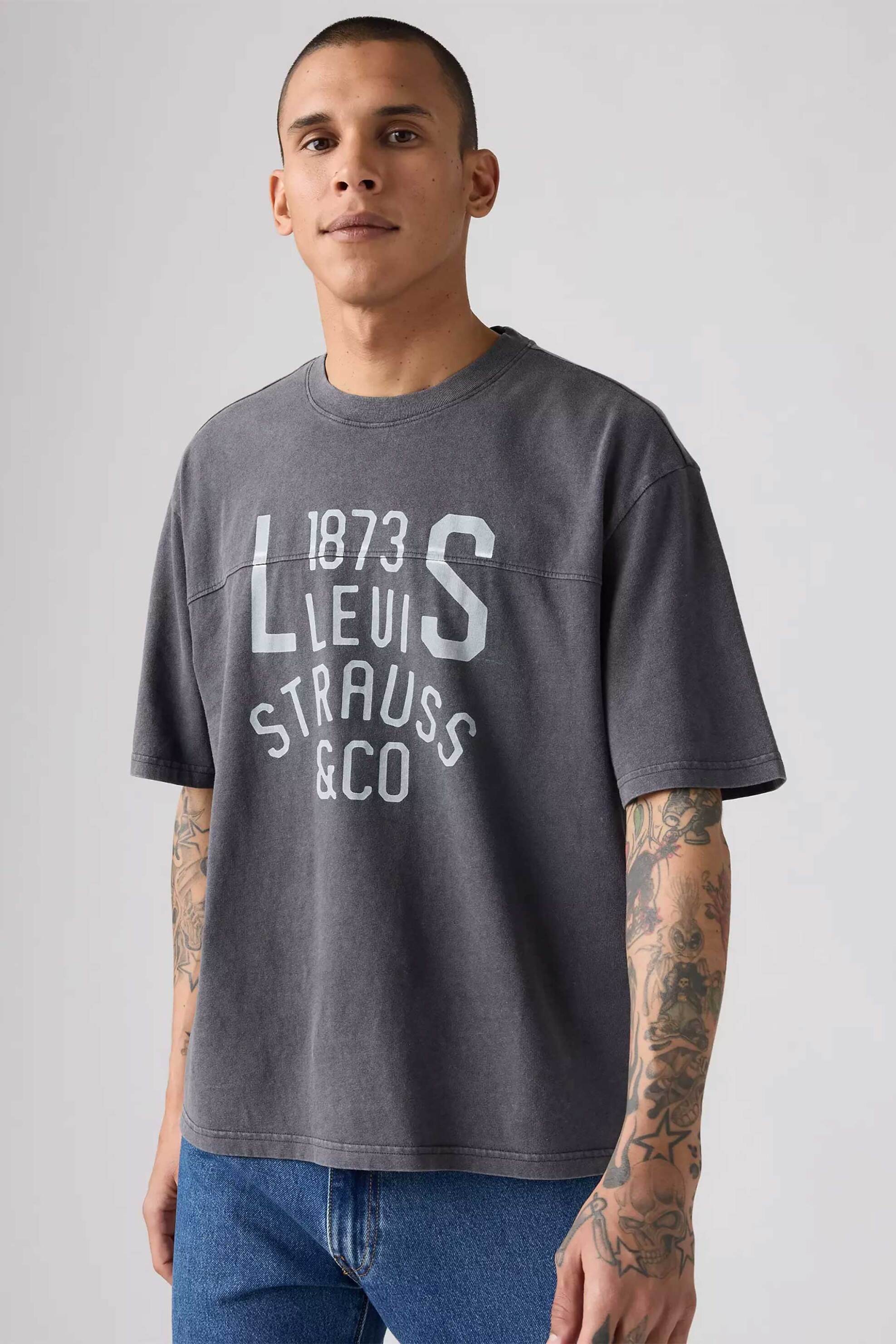Levi's® ανδρικό T-shirt με lettering Relaxed Fit "Lockwood Practice" - 003QV0000 Ανθρακί