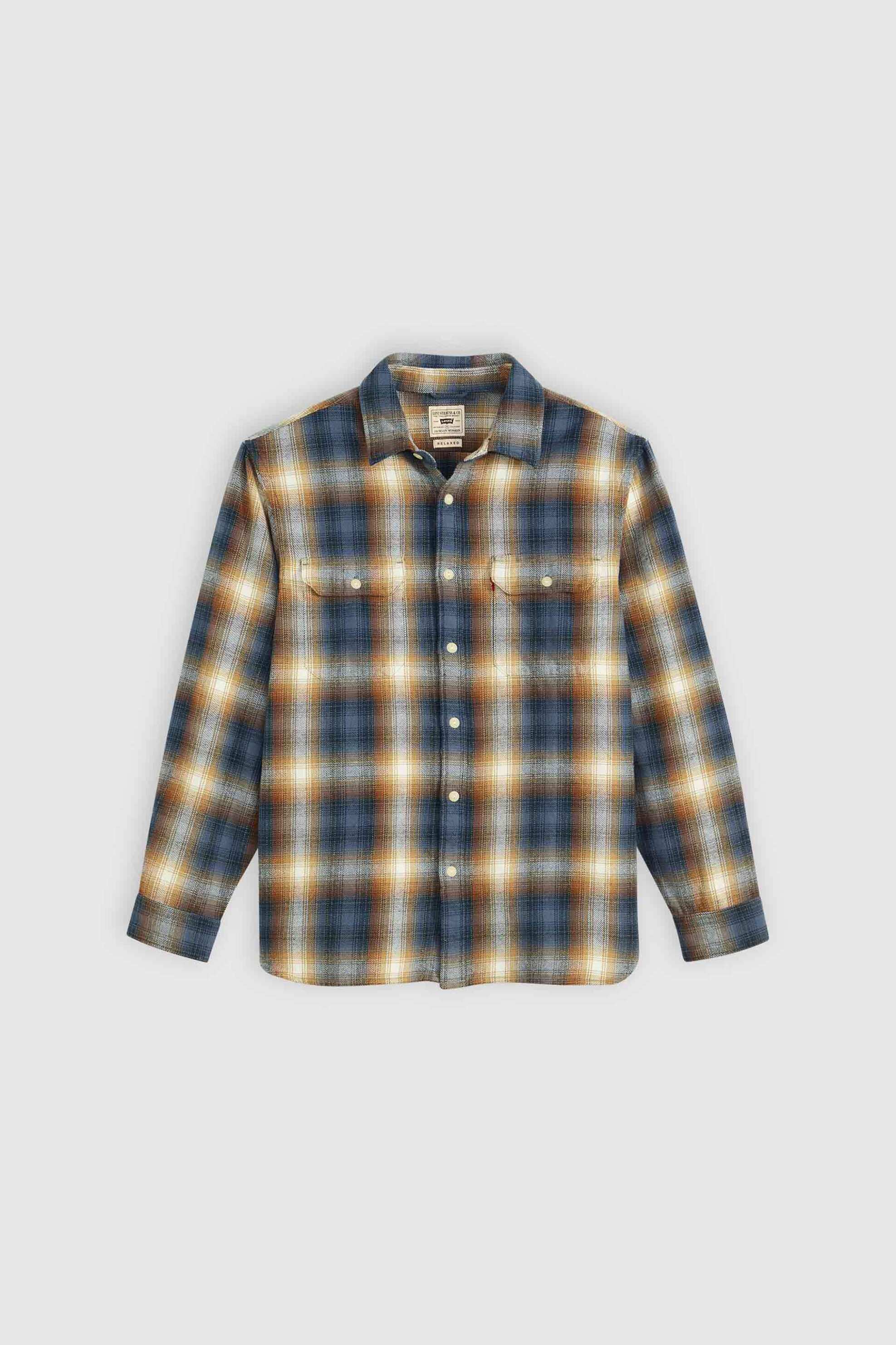 Levi&Apos S Ανδρικό Overshirt Flannel με Καρό Σχέδιο Relaxed Fit Jackson Worker - 195730281 Μπλε