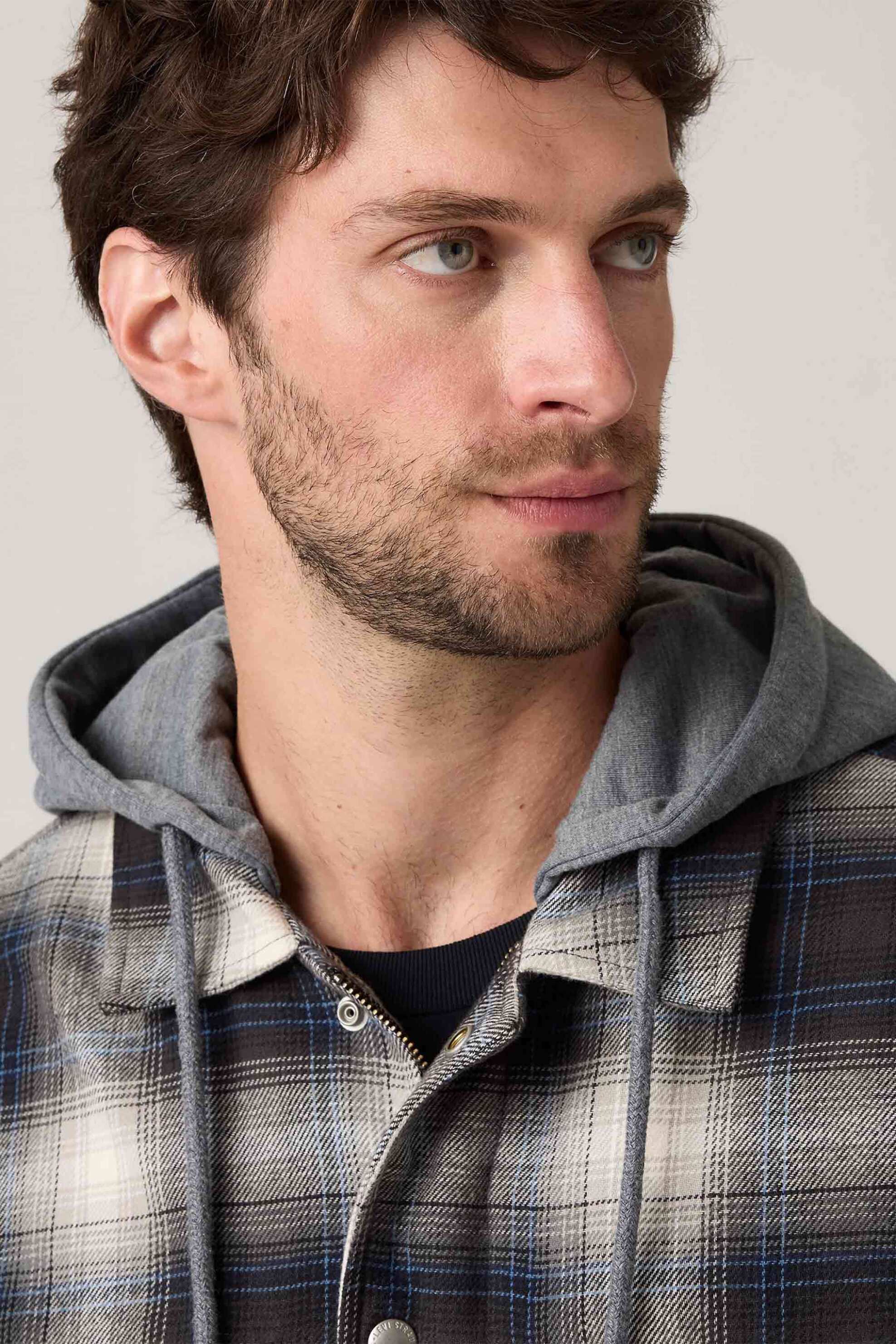 Levi's® ανδρικό overshirt flannel με καρό σχέδιο και κουκούλα Standard Fit "Francisco" - 003AZ0002 Γκρι φωτογραφία