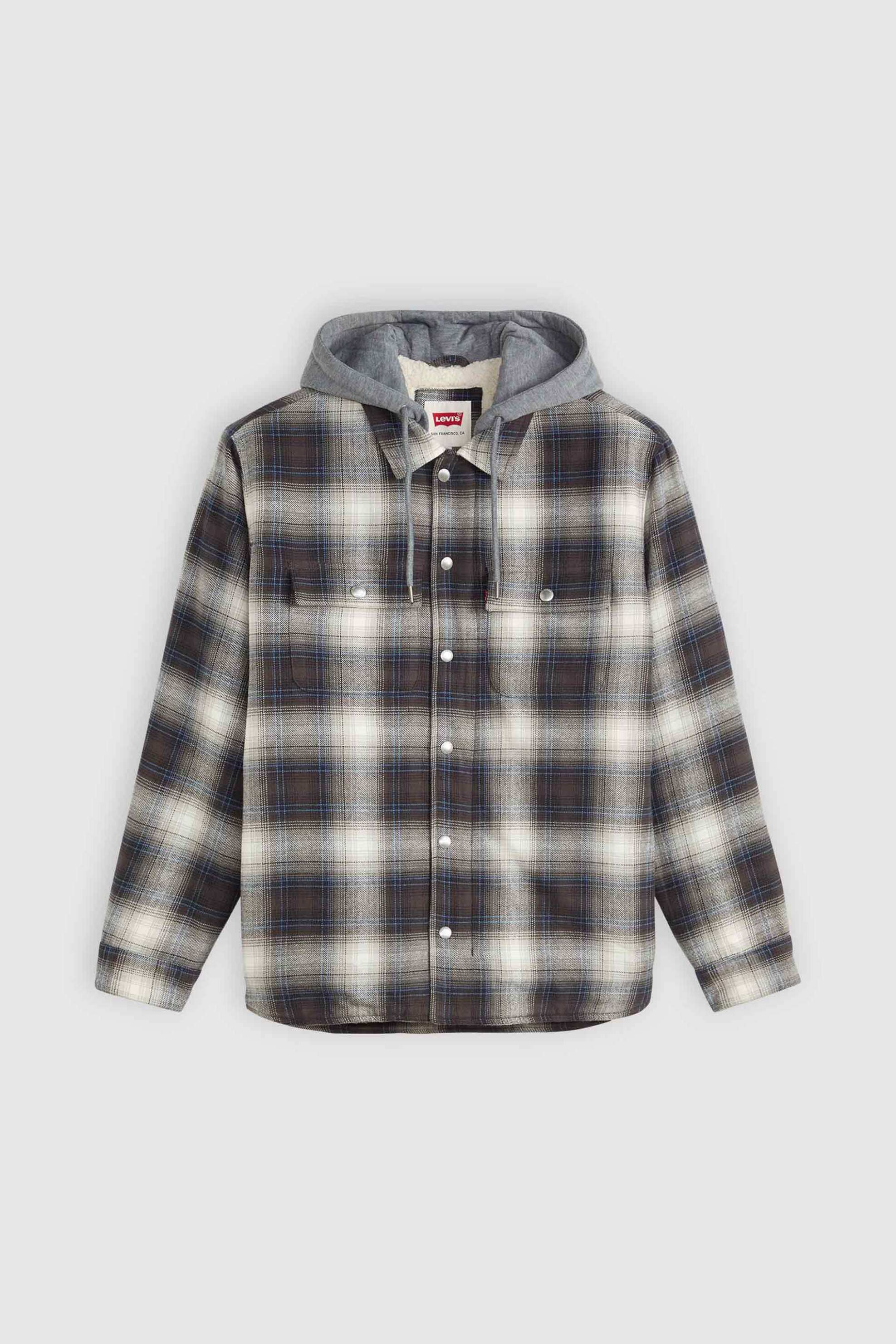 Levi's® ανδρικό overshirt flannel με καρό σχέδιο και κουκούλα Standard Fit "Francisco" - 003AZ0002 Γκρι φωτογραφία