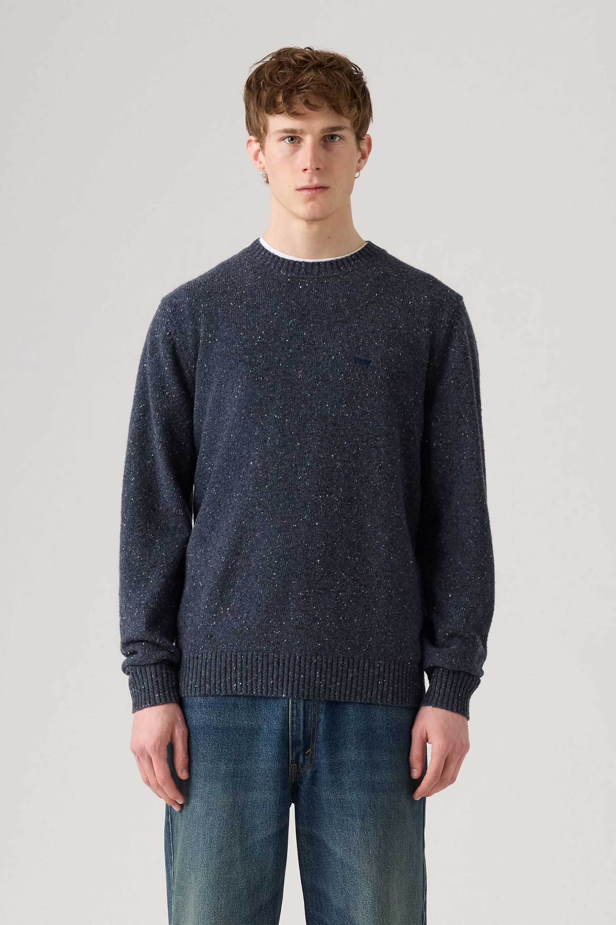 Levi's® ανδρικό πουλόβερ από μαλλί Standard Fit "Original Housemark" - A43200026 Μπλε Σκούρο