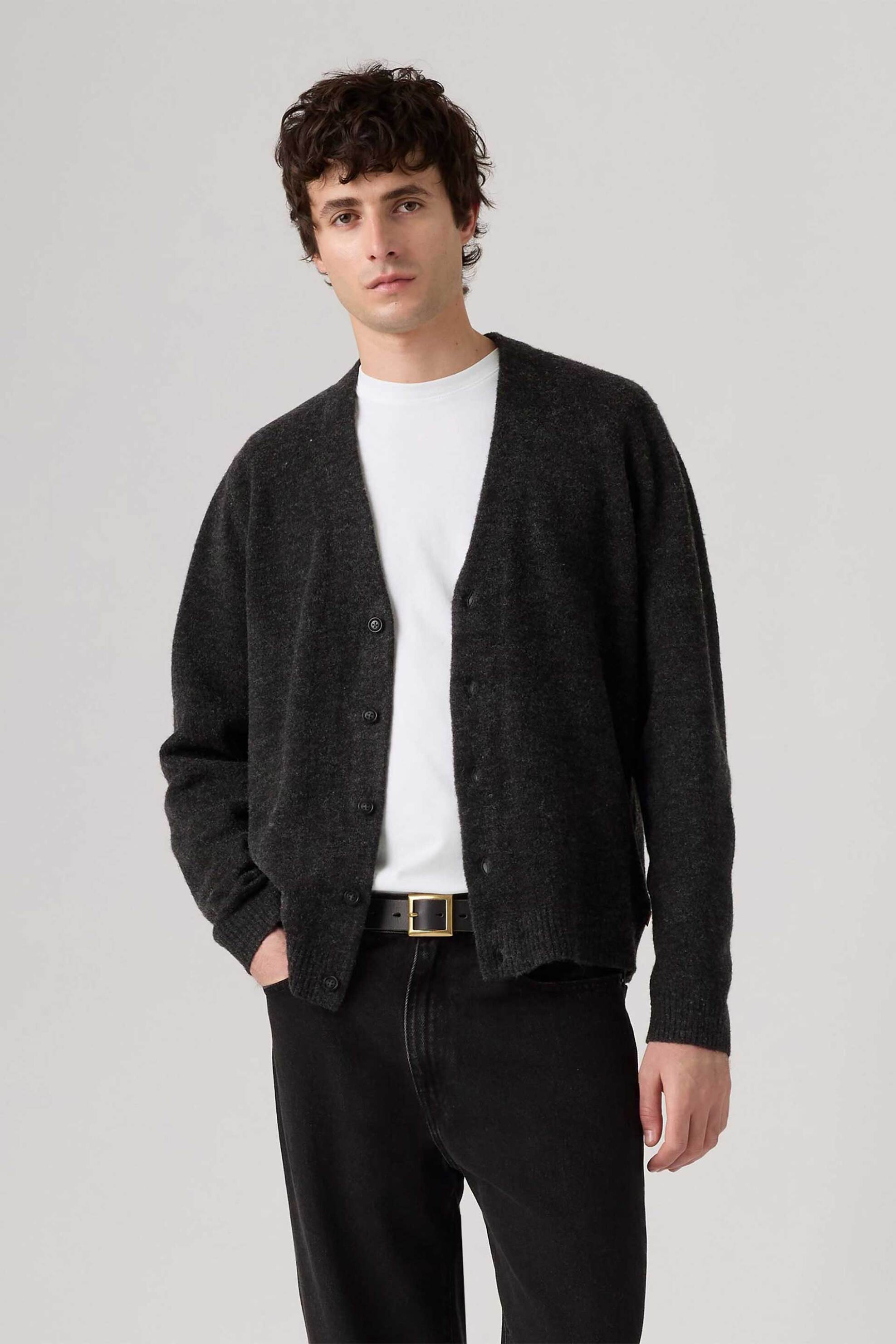 Levi's® ανδρική πλεκτή ζακέτα με V Relaxed Fit "Valencia" - 003B50000 Ανθρακί