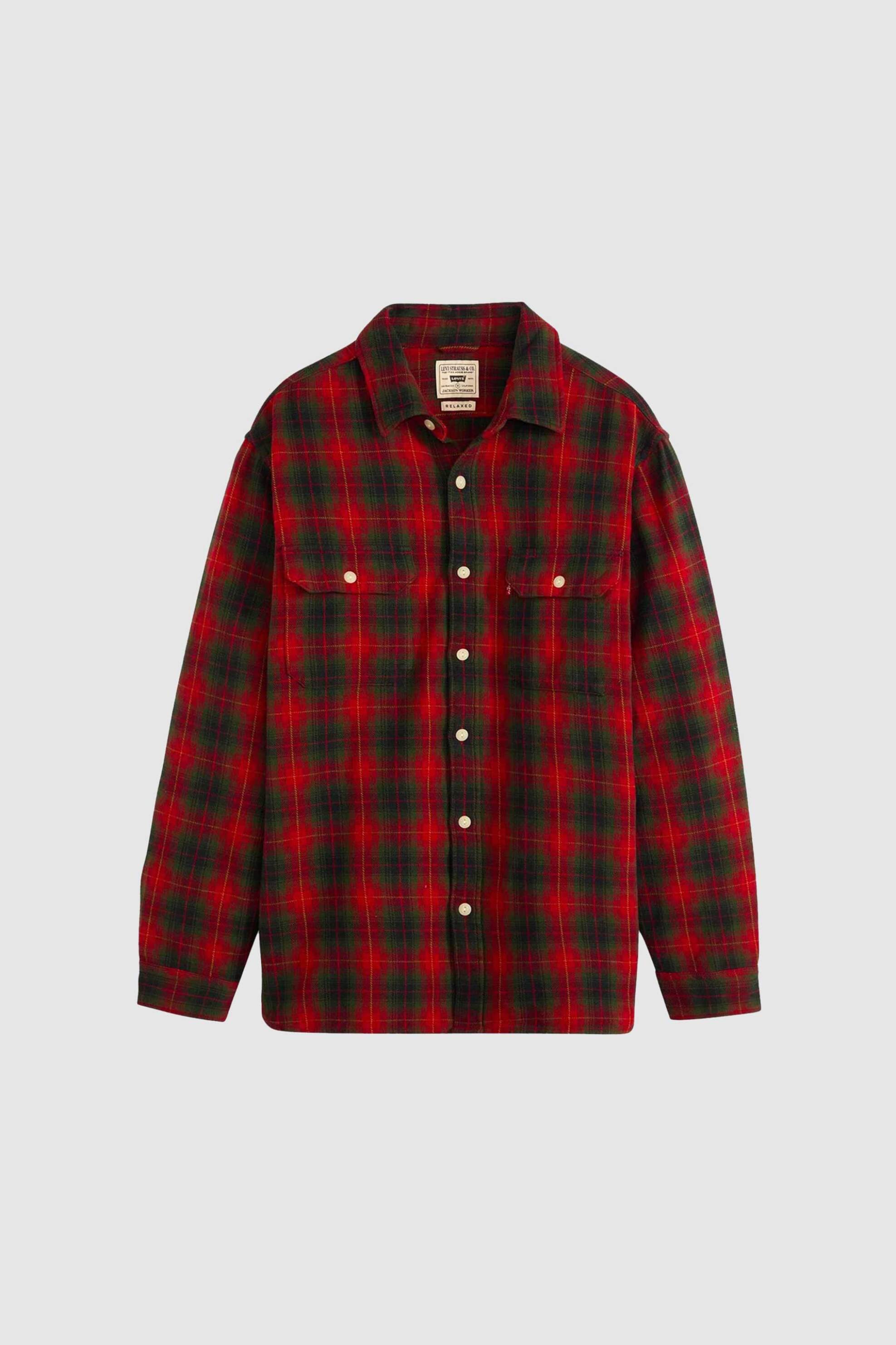 Levi's® ανδρικό overshirt flannel με καρό σχέδιο Relaxed Fit "Jackson Worker" - 195730284 Κόκκινο