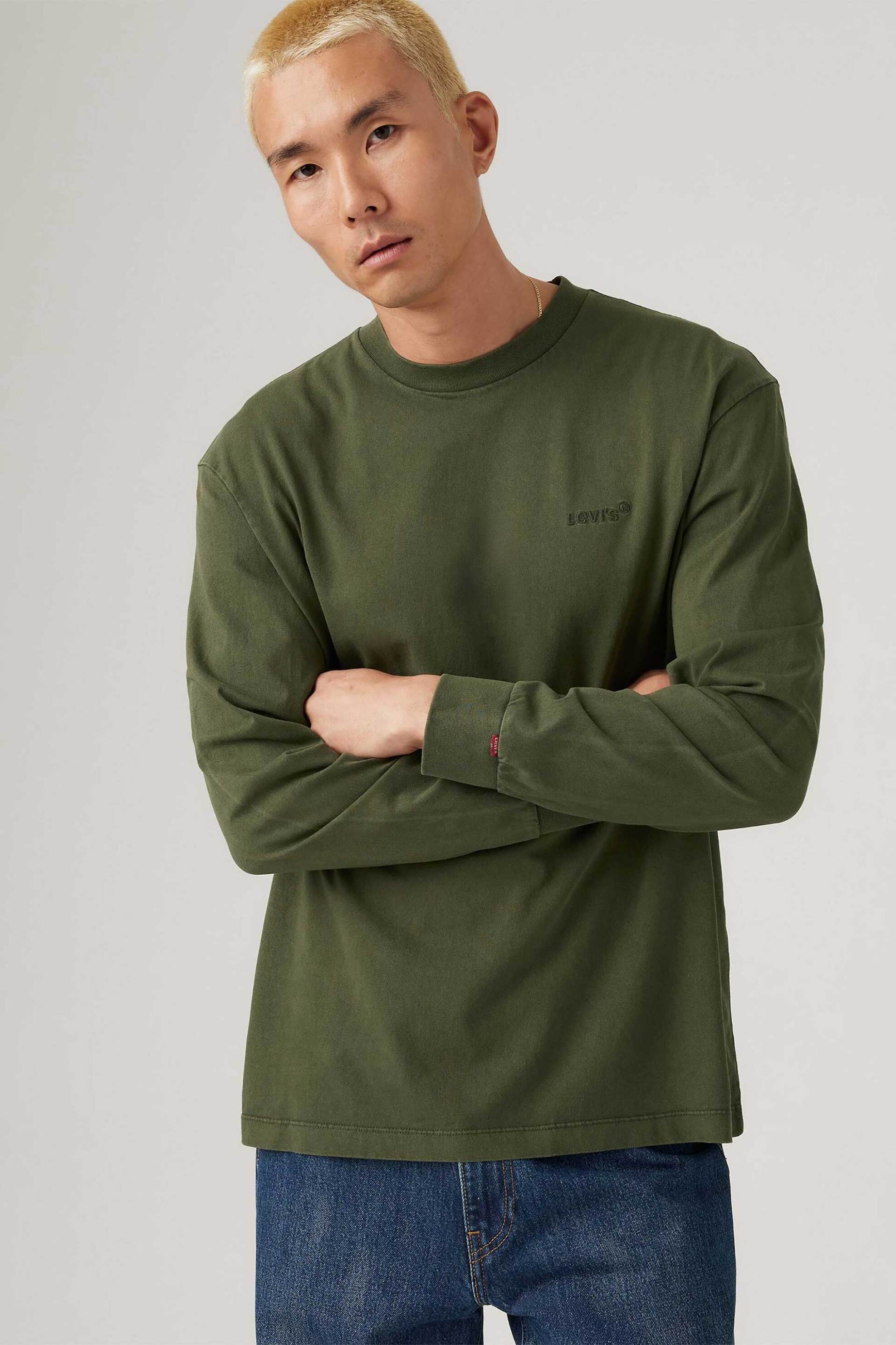 Levi's® ανδρική μακρυμάνικη μπλούζα με λογότυπο Relaxed Fit "Authentic" - A68870035 Χακί