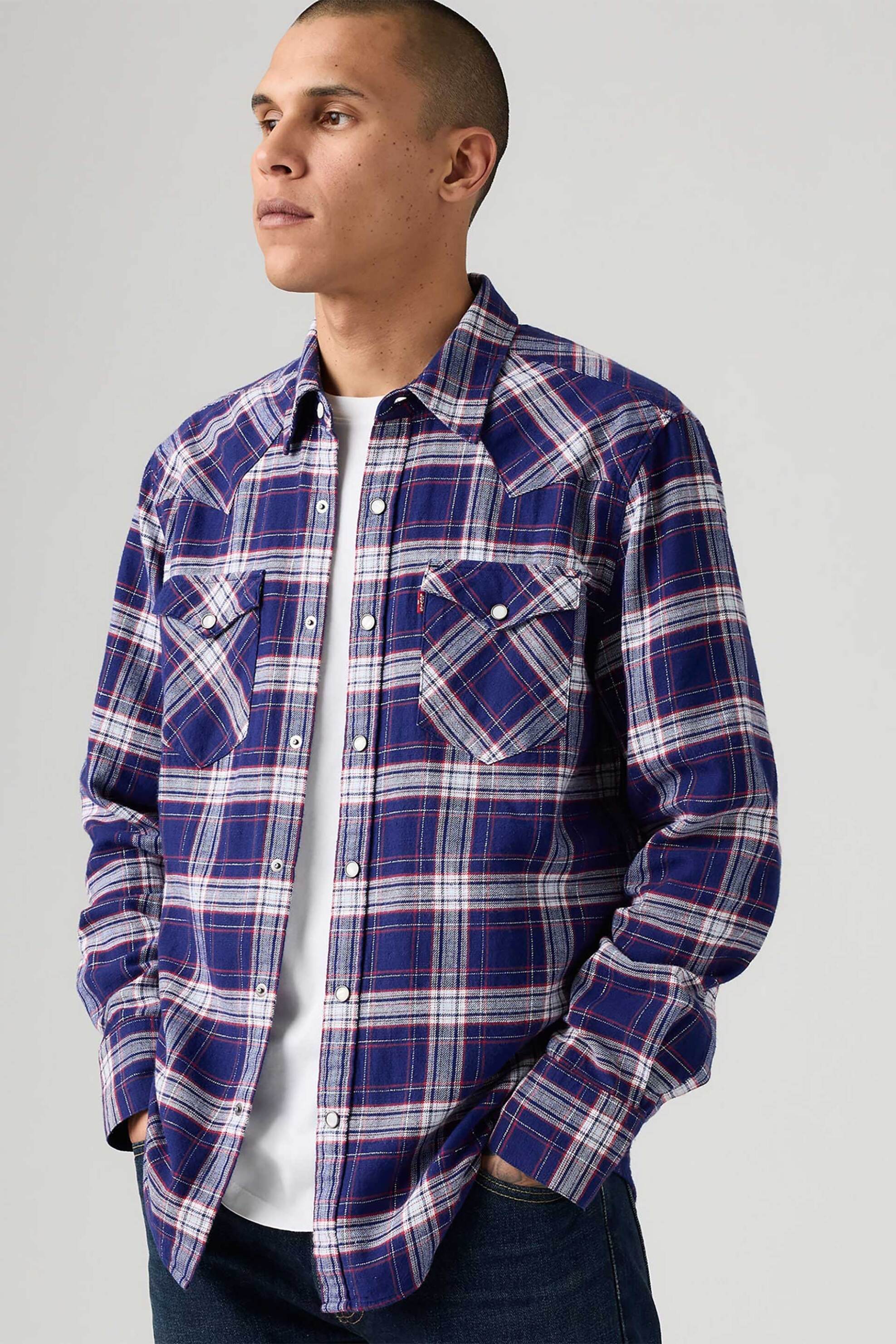 Levi's® ανδρικό πουκάμισο με καρό σχέδιο και τσέπες Standard Fit "Barstow Western" - 857440107 Μπλε