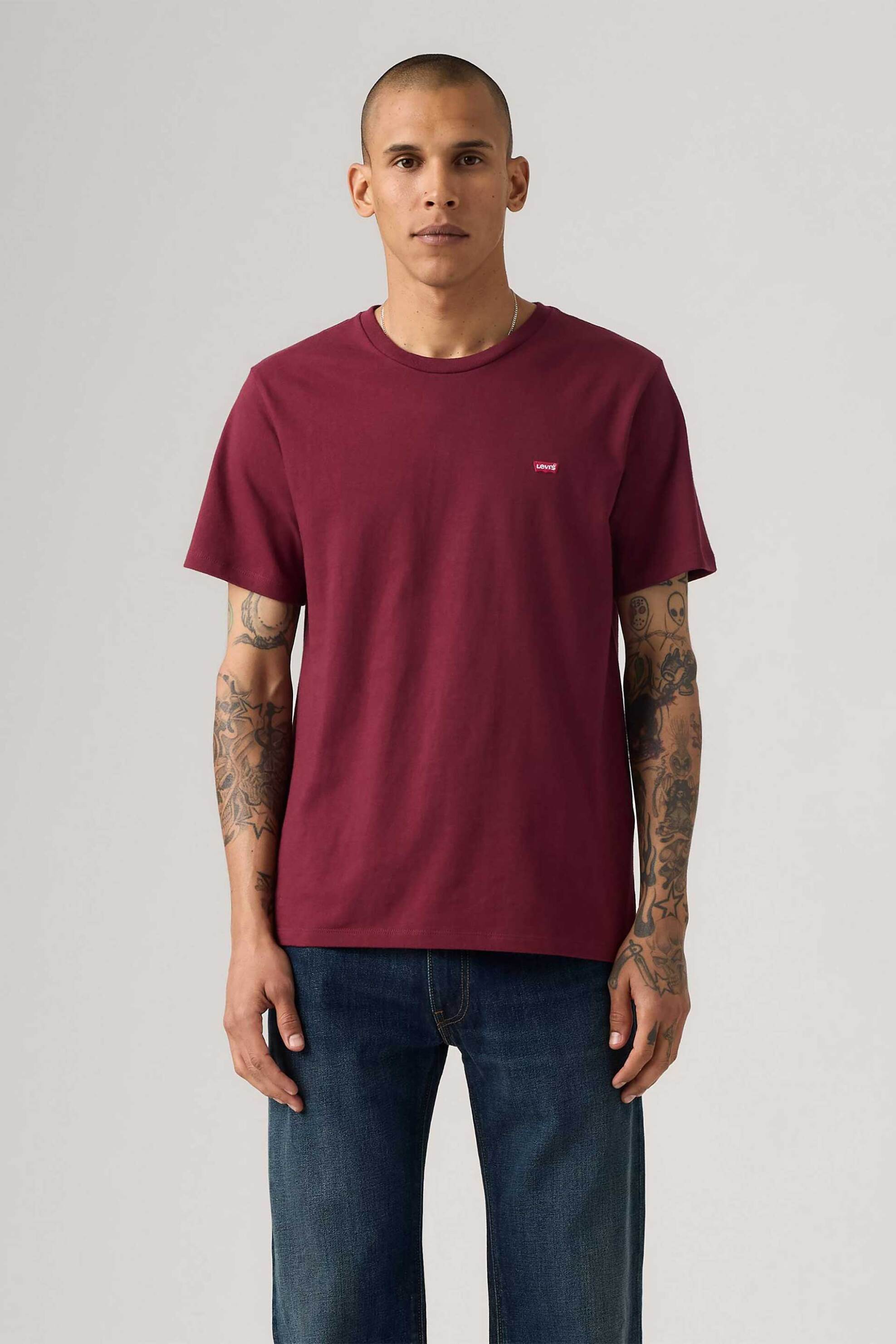 Levi's® ανδρικό T-shirt με λογότυπο Standard Fit "Original Housemark" - 566050300 Μπορντό