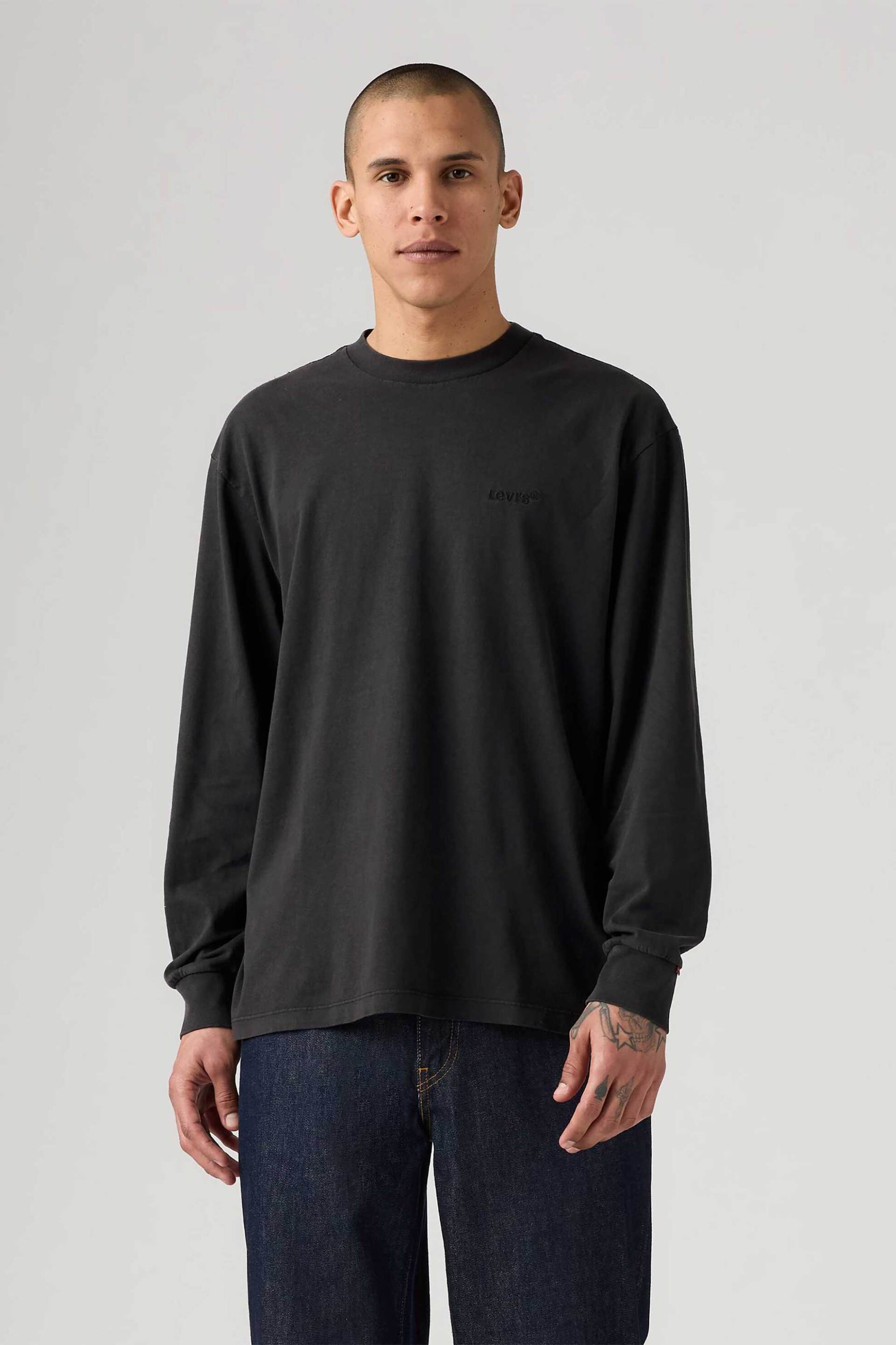Levi's® ανδρική μακρυμάνικη μπλούζα με κεντημένο ton-sur-ton λογότυπο Relaxed Fit "Authentic" - A68870032 Μαύρο