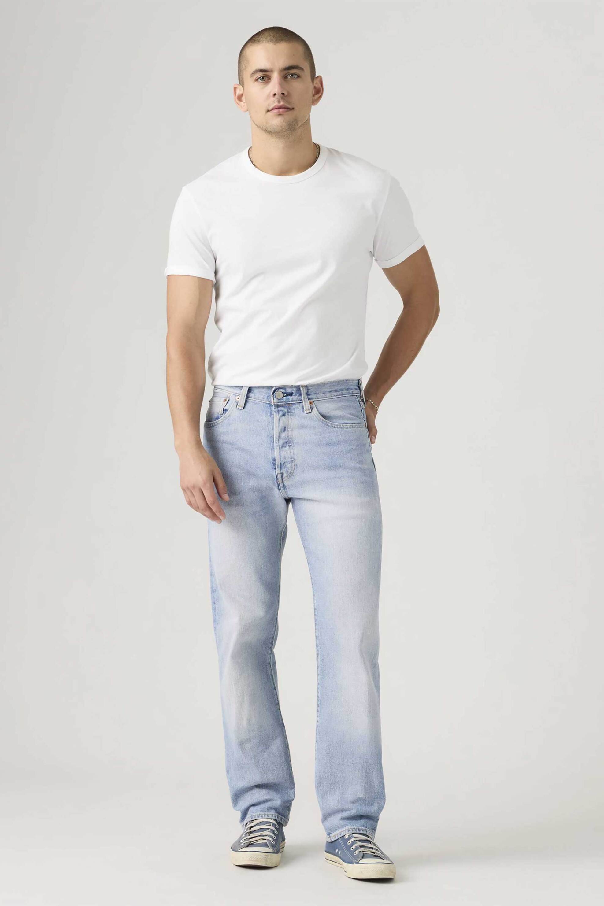 Levi's® ανδρικό τζιν παντελόνι πεντάτσεπο Straight Fit "501® Original" - 005013418 Denim Blue Ανοιχτό