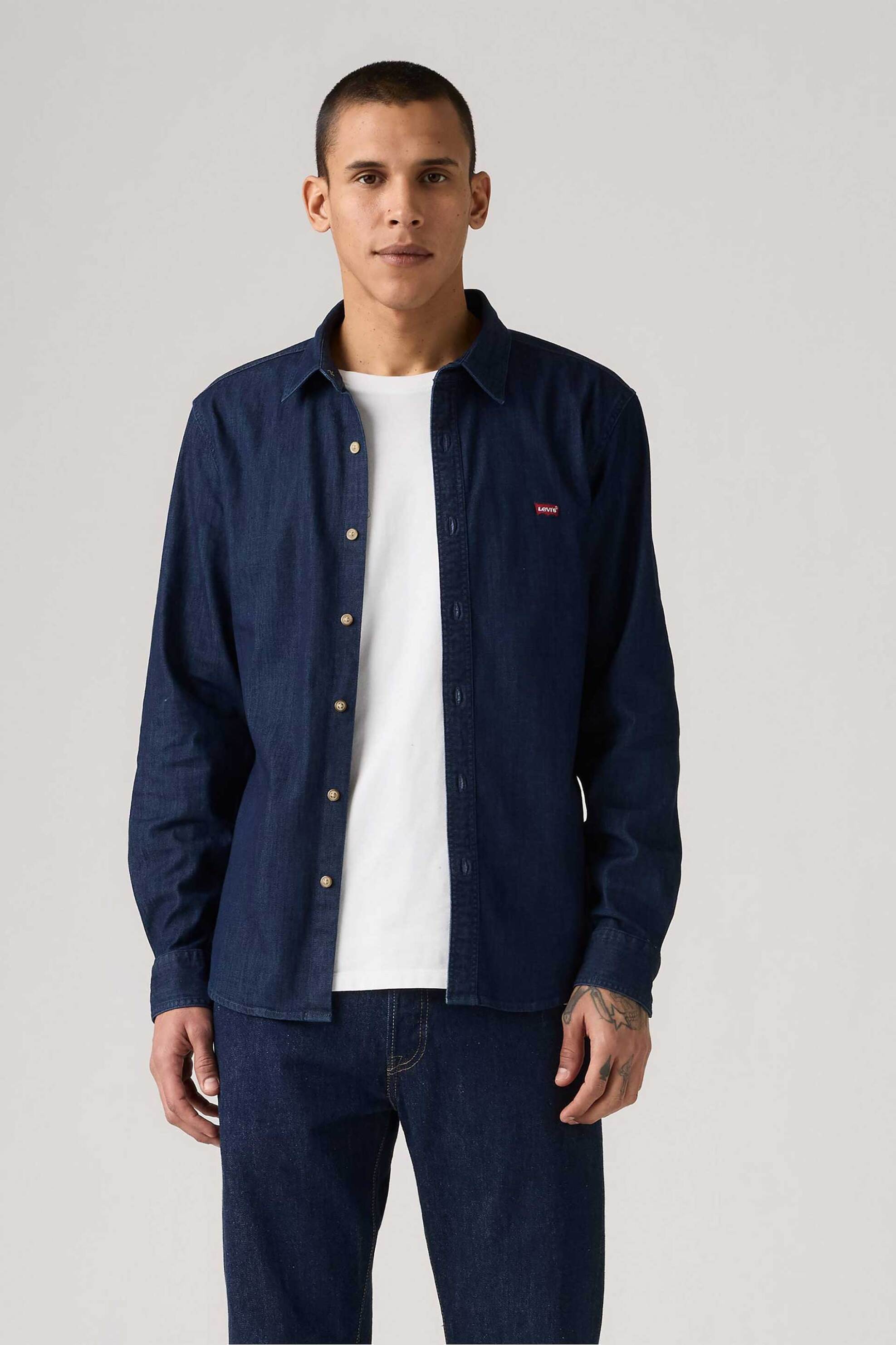 Levi's® ανδρικό πουκάμισο με λογότυπο Slim Fit "Battery Housemark" - 866250071 Μπλε Σκούρο