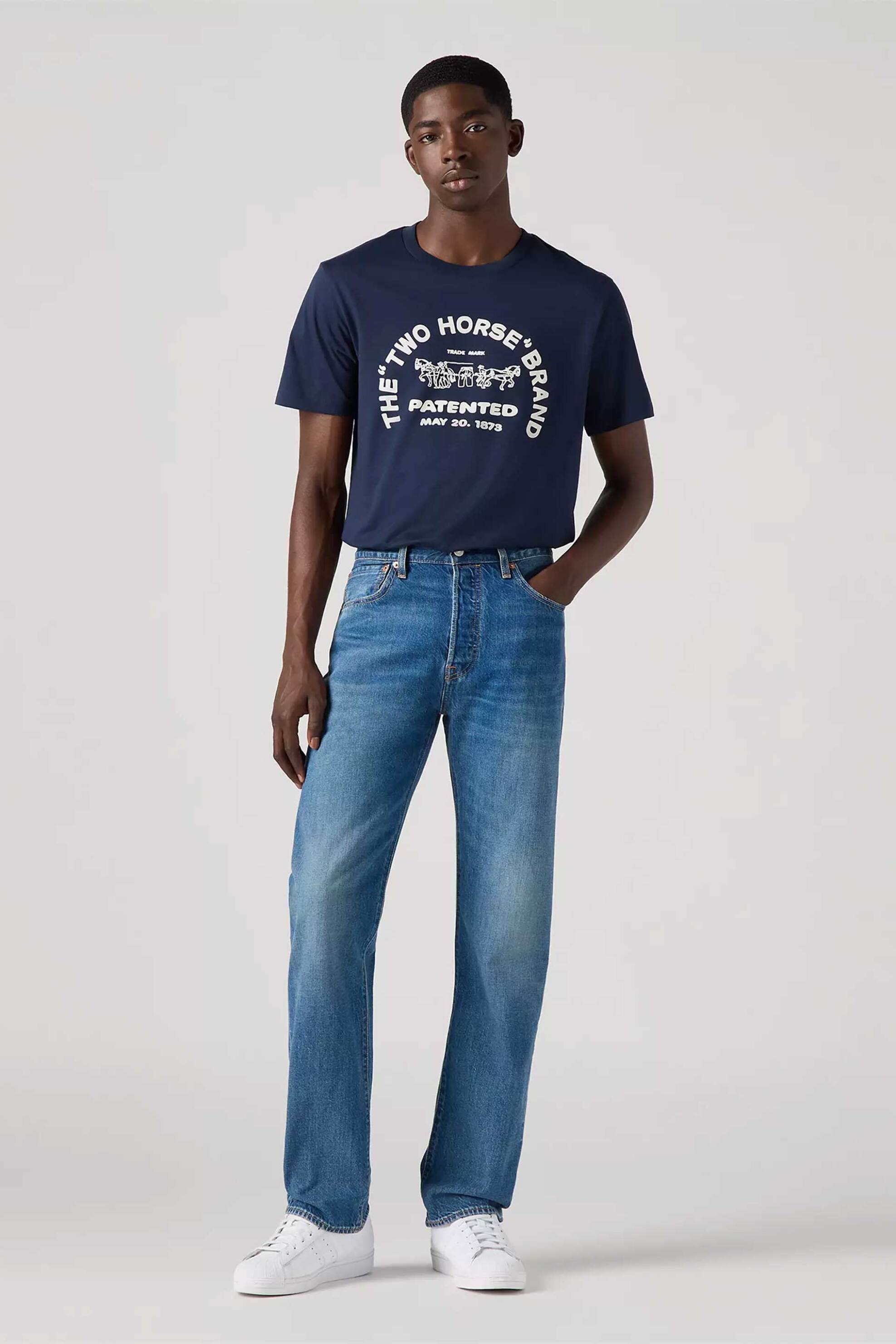 Levi's® ανδρικό τζιν παντελόνι πεντάτσεπο Straight Fit "501® Original" - 005013667 Denim Blue
