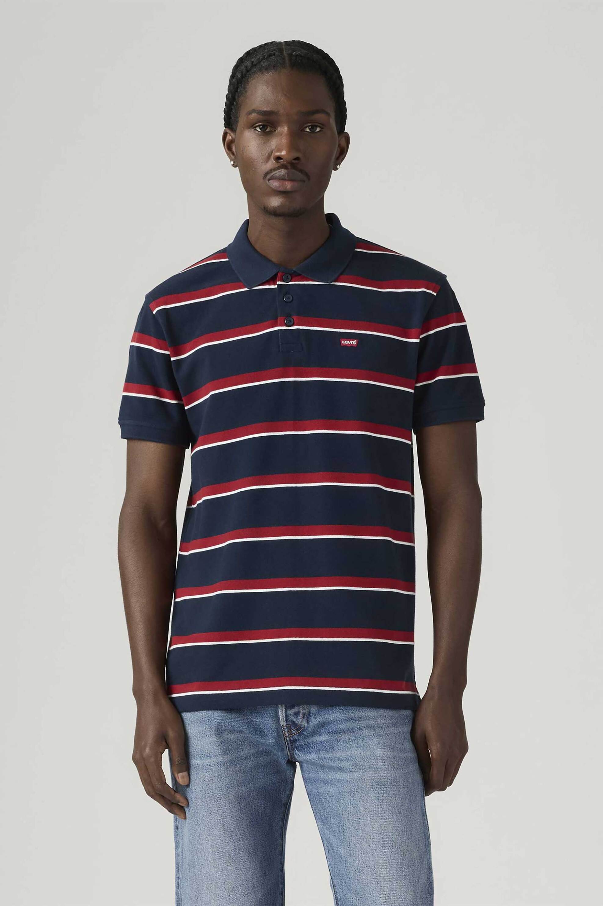 Levi's® ανδρική μπλούζα πόλο πικέ με ριγέ σχέδιο και λογότυπο Standard Fit "Housemark" - 358830326 Μπλε Σκούρο