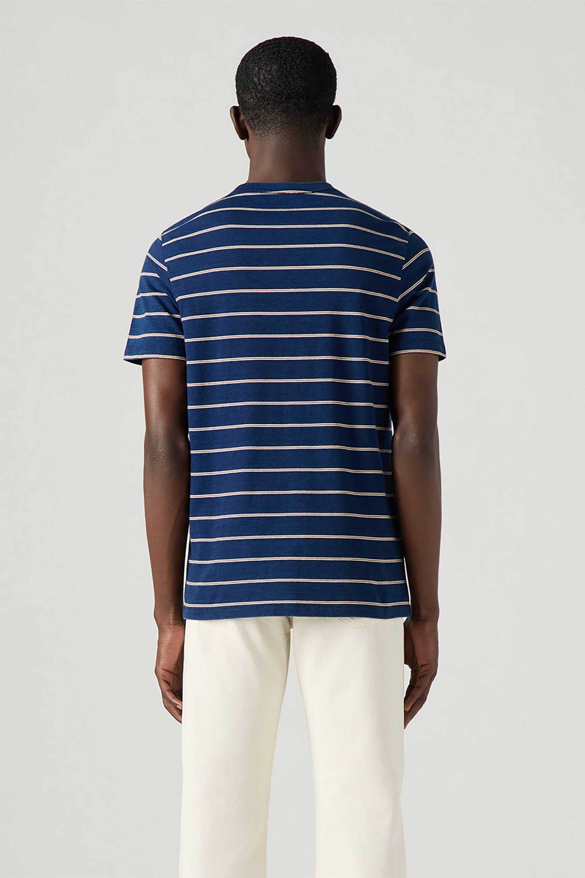Levi&Apos S Ανδρικό T-Shirt με Ριγέ Σχέδιο Και Λογότυπο Standard Fit Original Housemark - 566050257 Μπλε