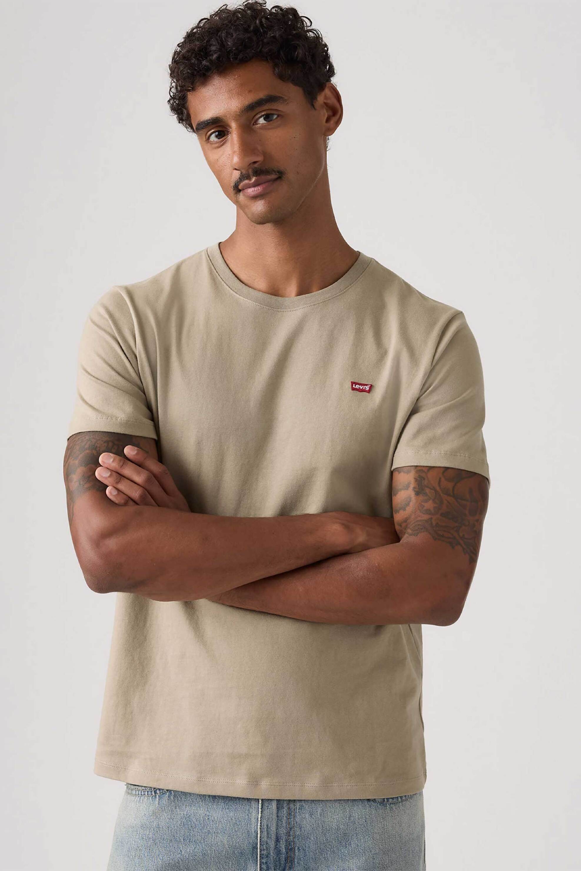 Levi's® ανδρικό T-shirt με λογότυπο Standard Fit "Original Housemark" - 566050301 Μπεζ