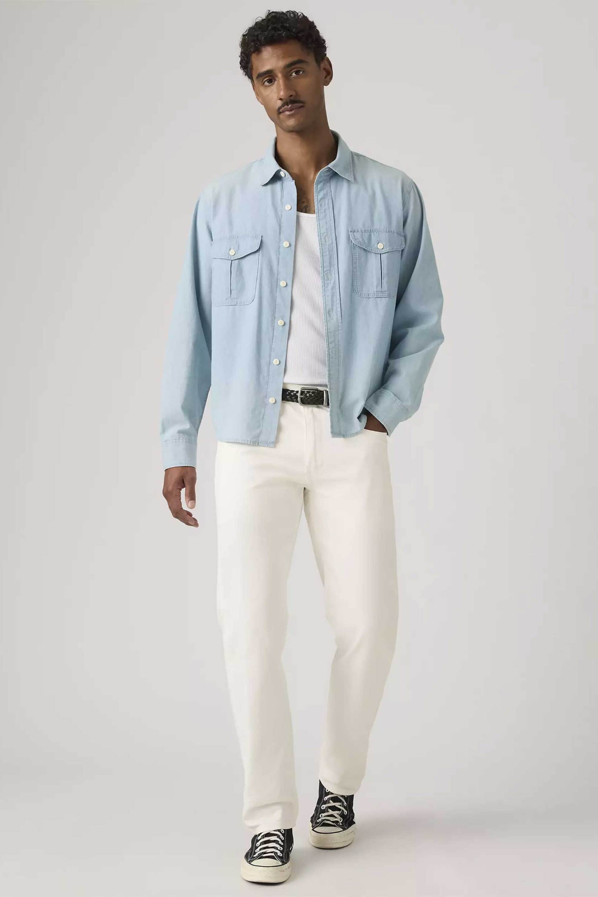 Levi's® ανδρικό τζιν παντελόνι πεντάτσεπο Regular Tapered Fit "502™" - 295071813 Λευκό