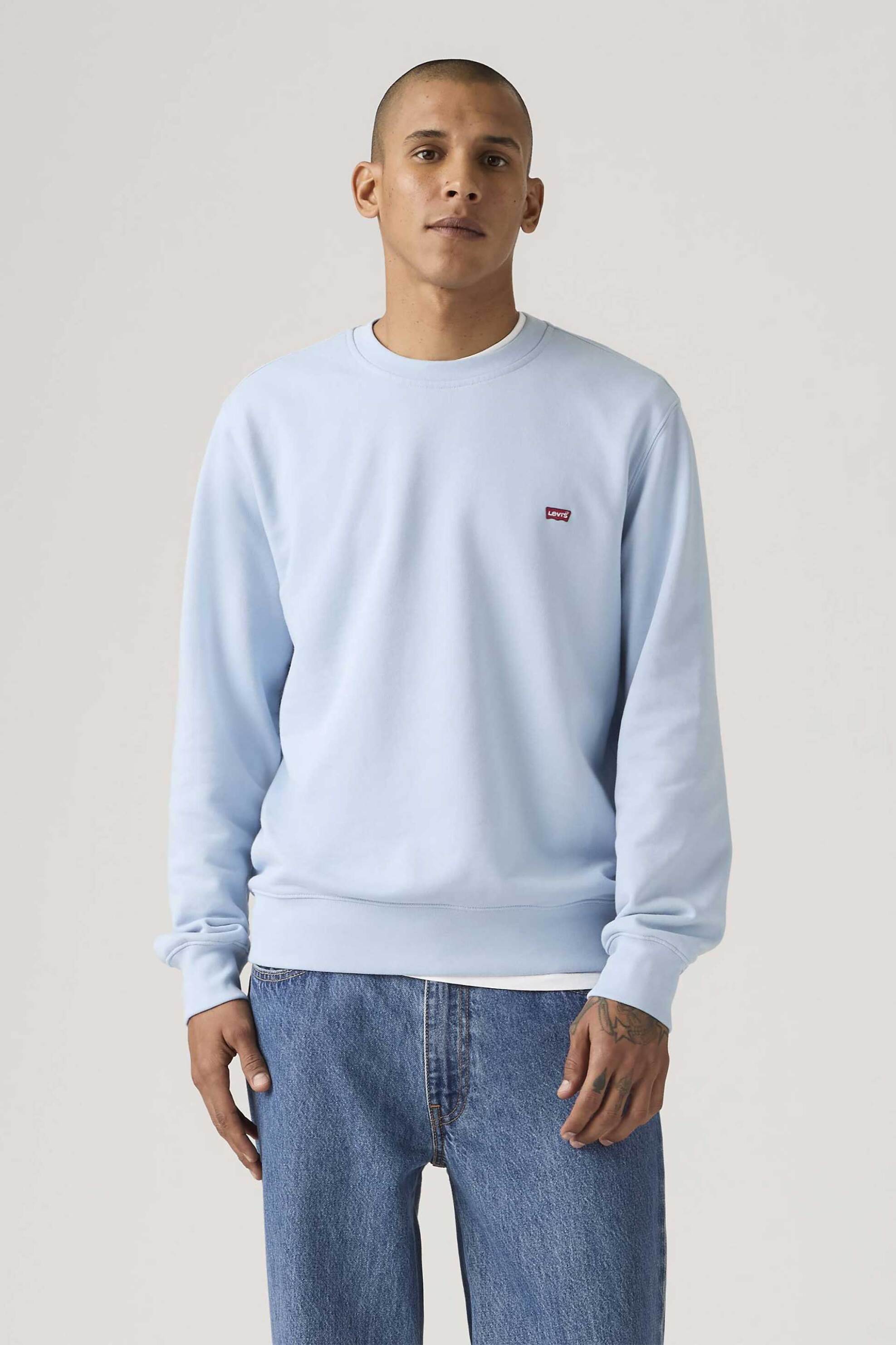 Levi's® ανδρική μπλούζα φούτερ με λογότυπο Standard Fit "Original Housemark" - 359090078 Μπλε Ανοιχτό