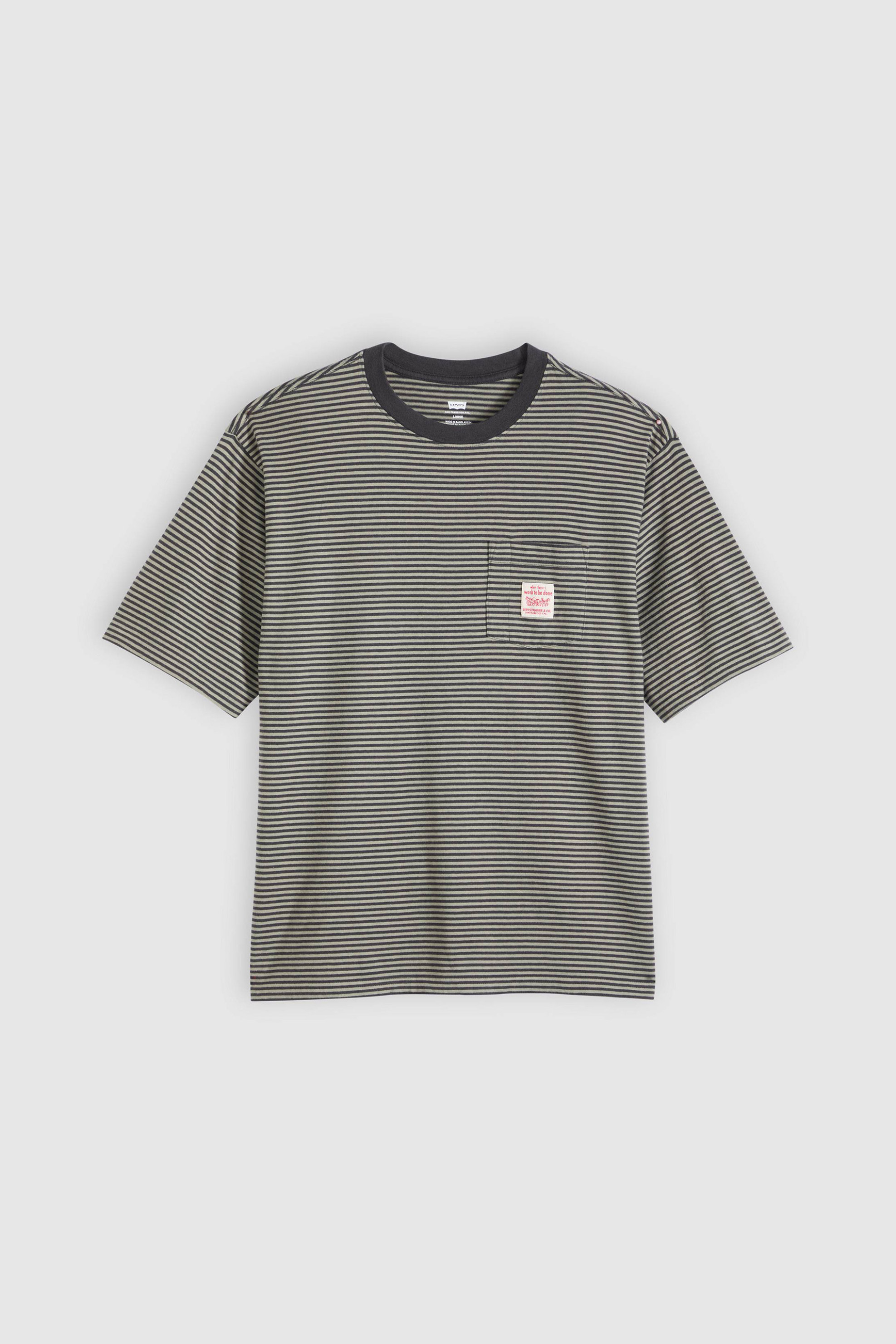 Levi&Apos S Ανδρικό T-Shirt με Ριγέ Σχέδιο Τσέπη Logo Patch Loose Fit Workwear - A58500028 Ανθρακί