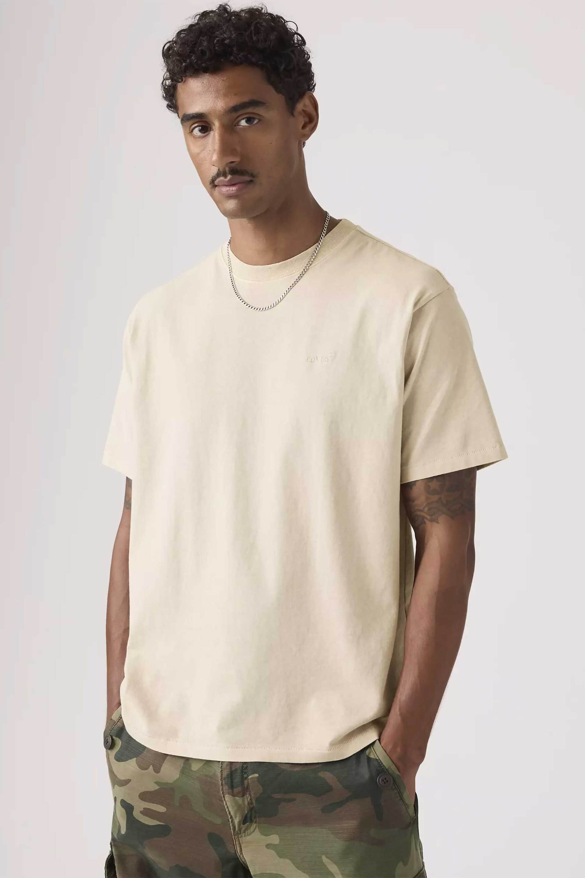 Levi's® ανδρικό T-shirt με λογότυπο Relaxed Fit "Red Tab Vintage" - A06370197 Μπεζ