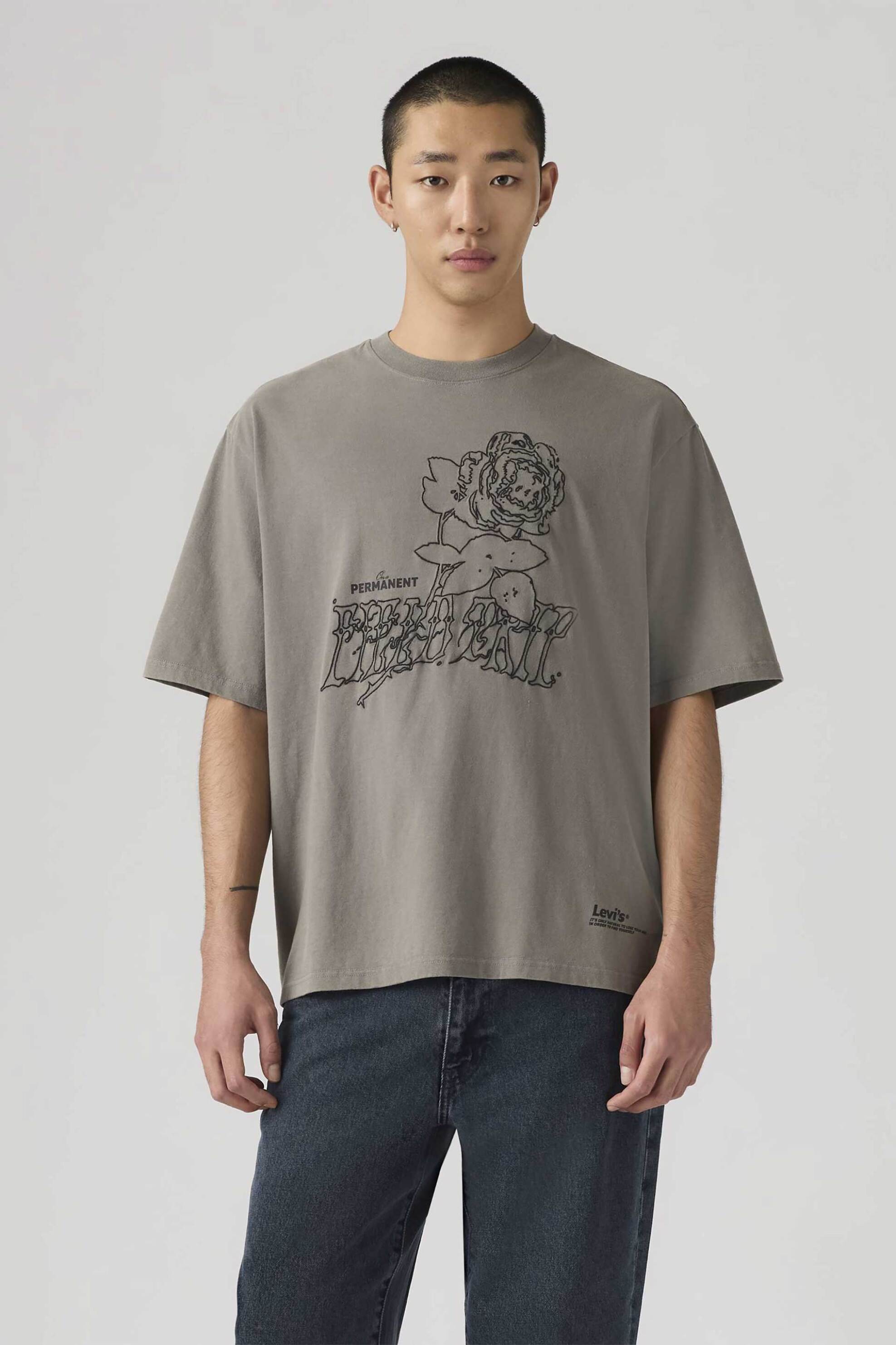 Levi's® ανδρικό T-shirt με graphic design Loose Fit "Half-Sleeve" - A58050064 Γκρι