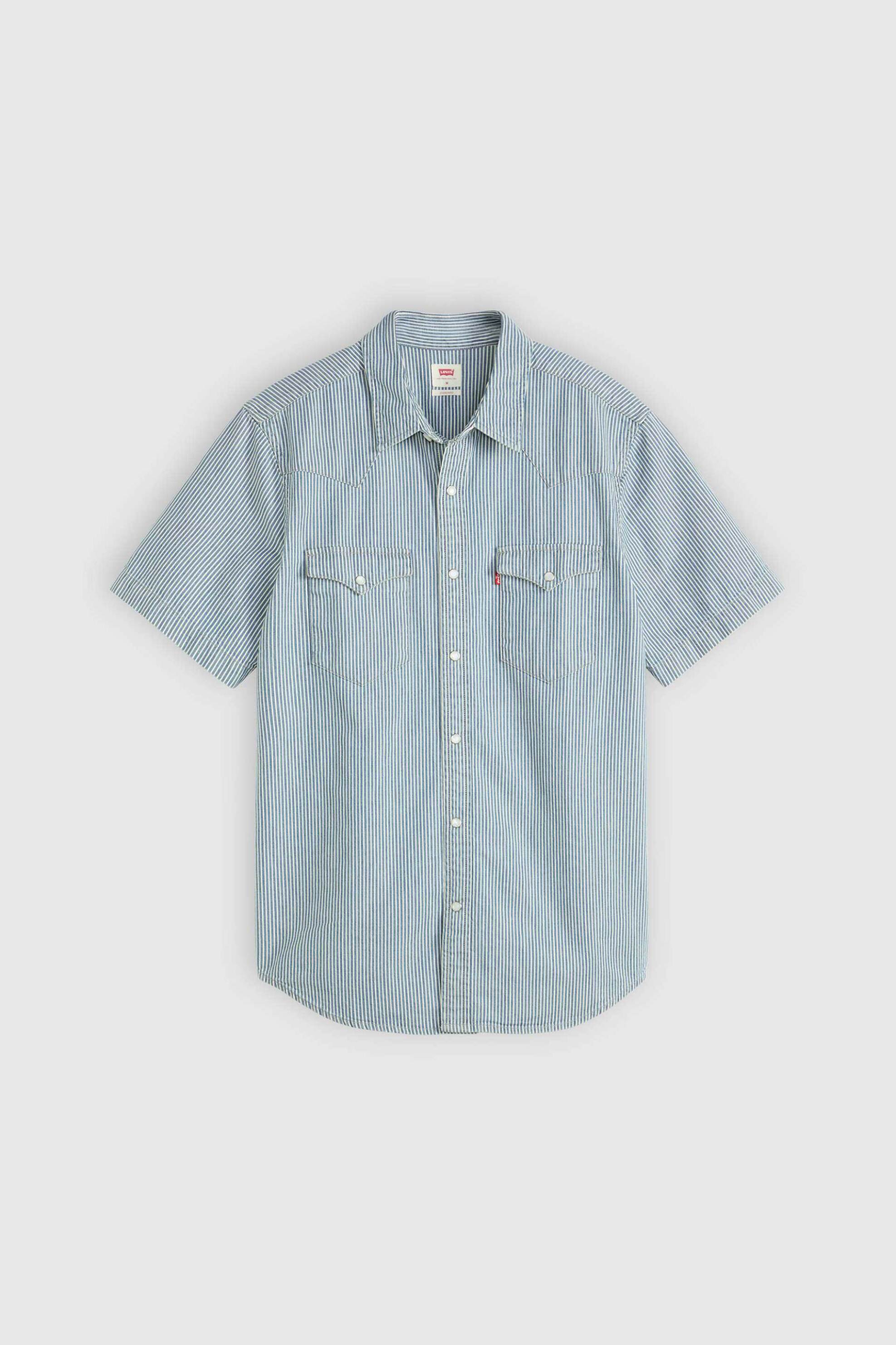 Levi&Apos S Ανδρικό Denim Πουκάμισο με Ριγέ Σχέδιο Standard Fit Classic Western - 866260016 Μπλε Σκούρο