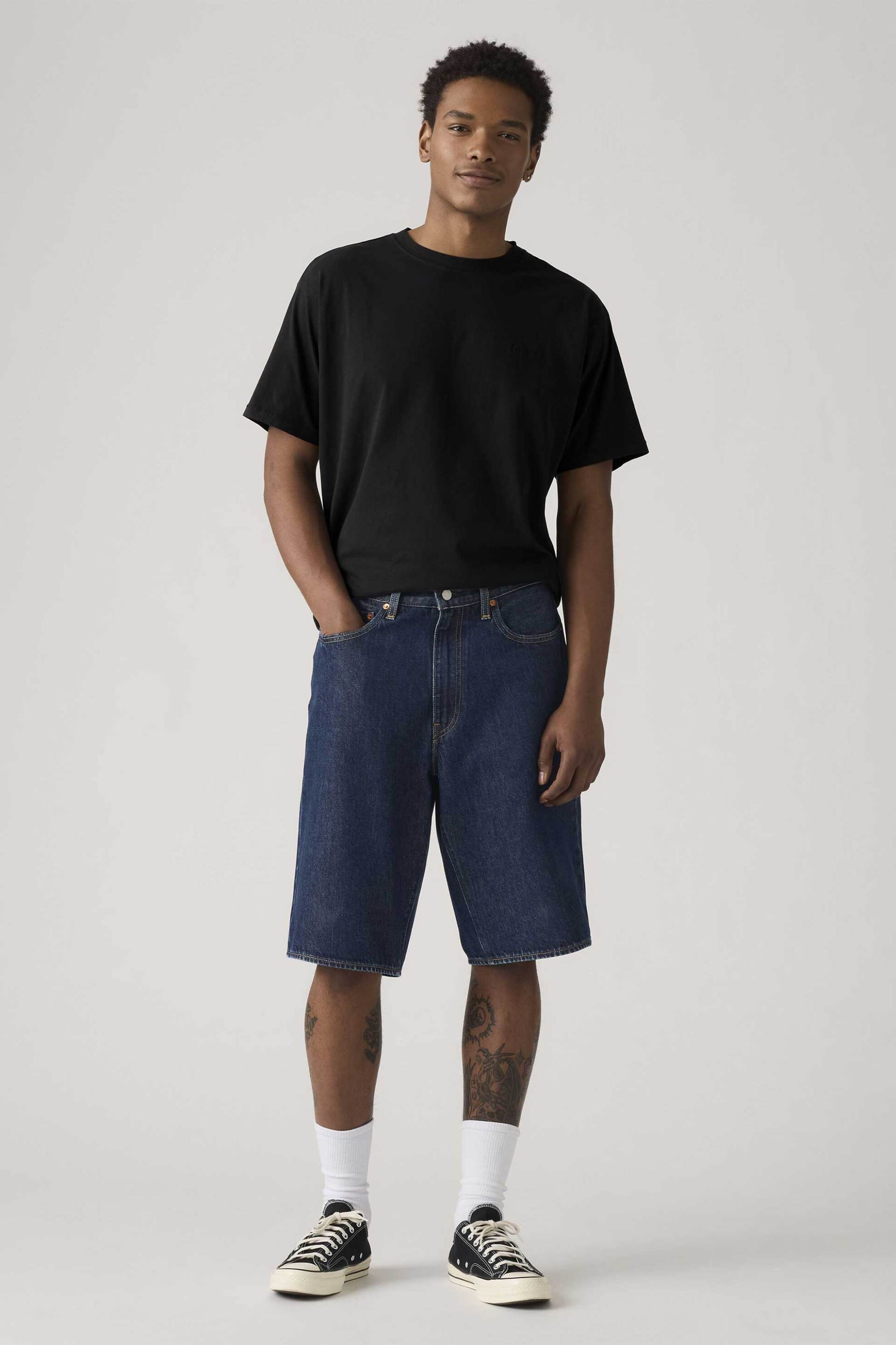 Levi's® ανδρική denim βερμούδα πεντάτσεπη Baggy Fit "478™" - 001JM0009 Denim Blue Σκούρο