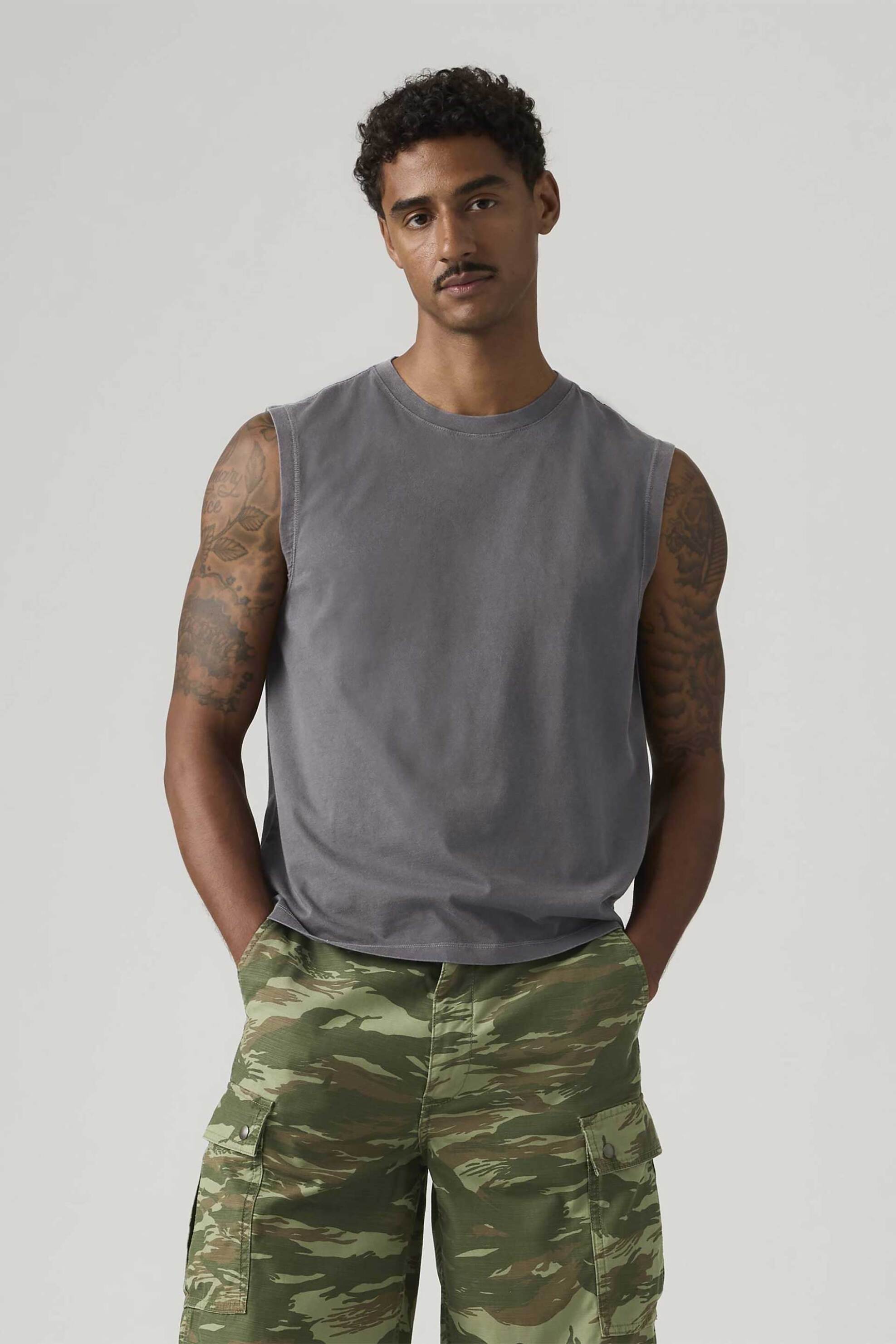 LEVI'S Levi's® ανδρική αμάνικη μπλούζα Relaxed Fit "Muscle" - 004V10002 Ανθρακί