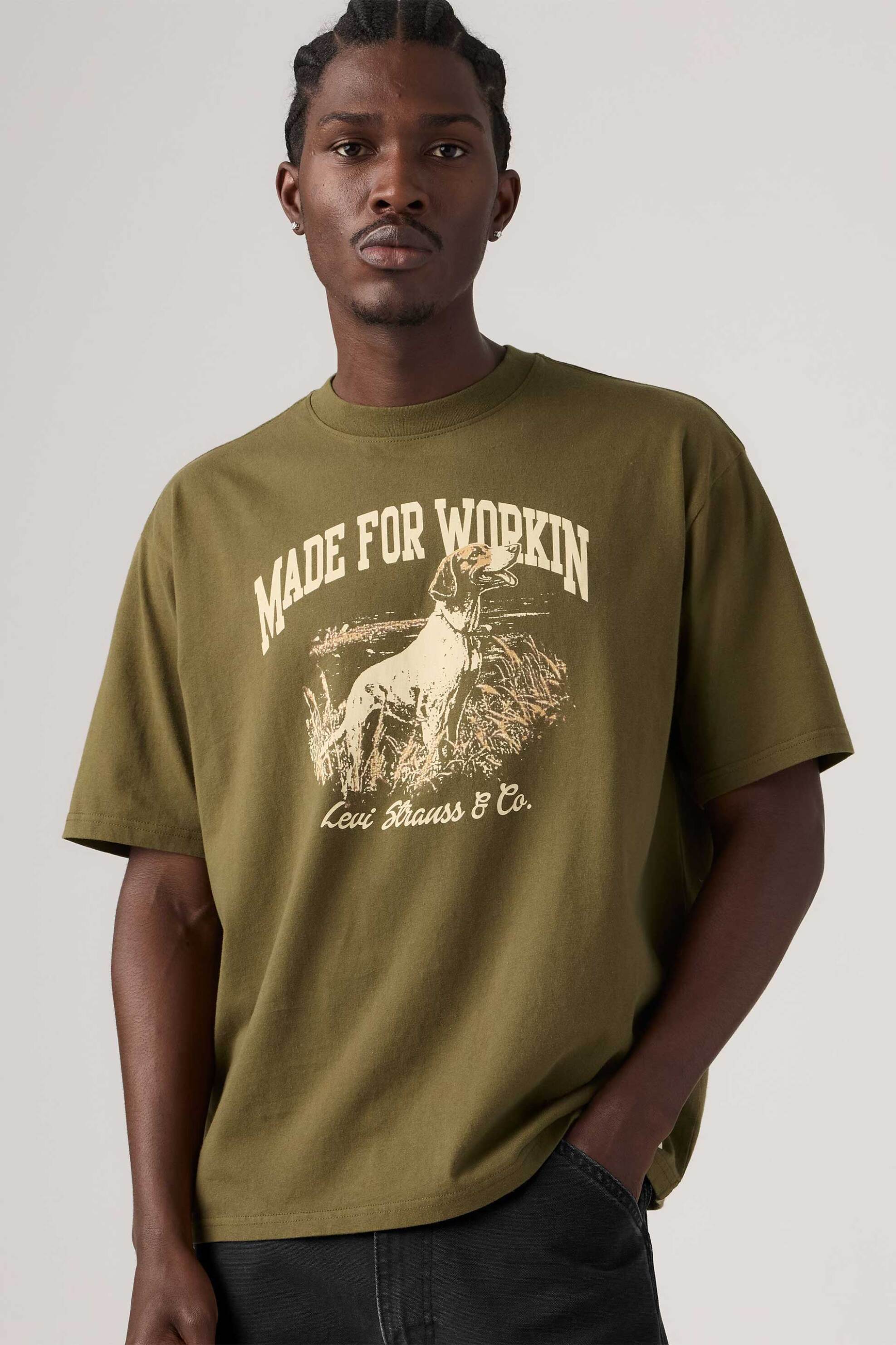 Levi's® ανδρικό T-shirt με print Loose Fit "Workwear Graphic" - 003XL0008 Λαδί