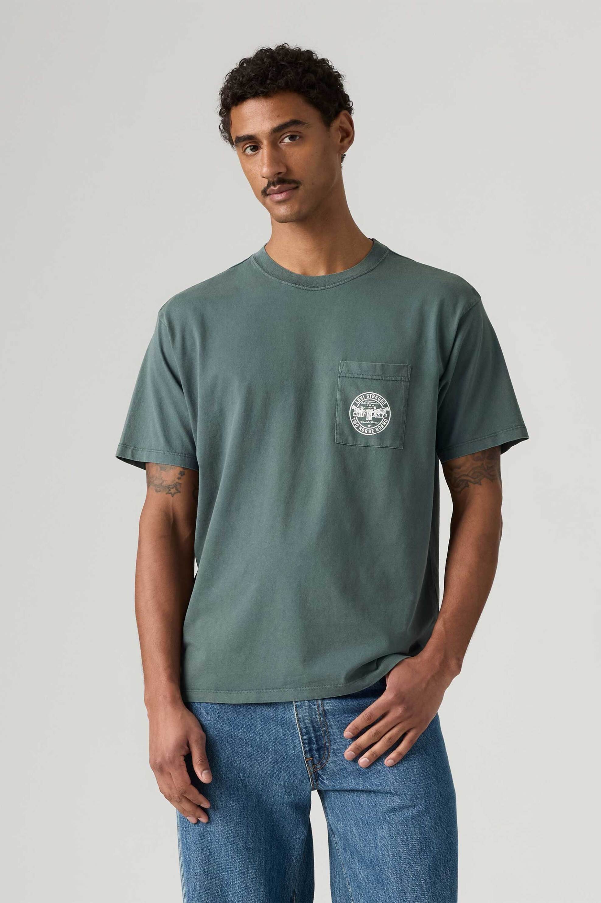 Levi's® ανδρικό T-shirt με print Loose Fit "Graphic" - 005HV0003 Πράσινο Teal