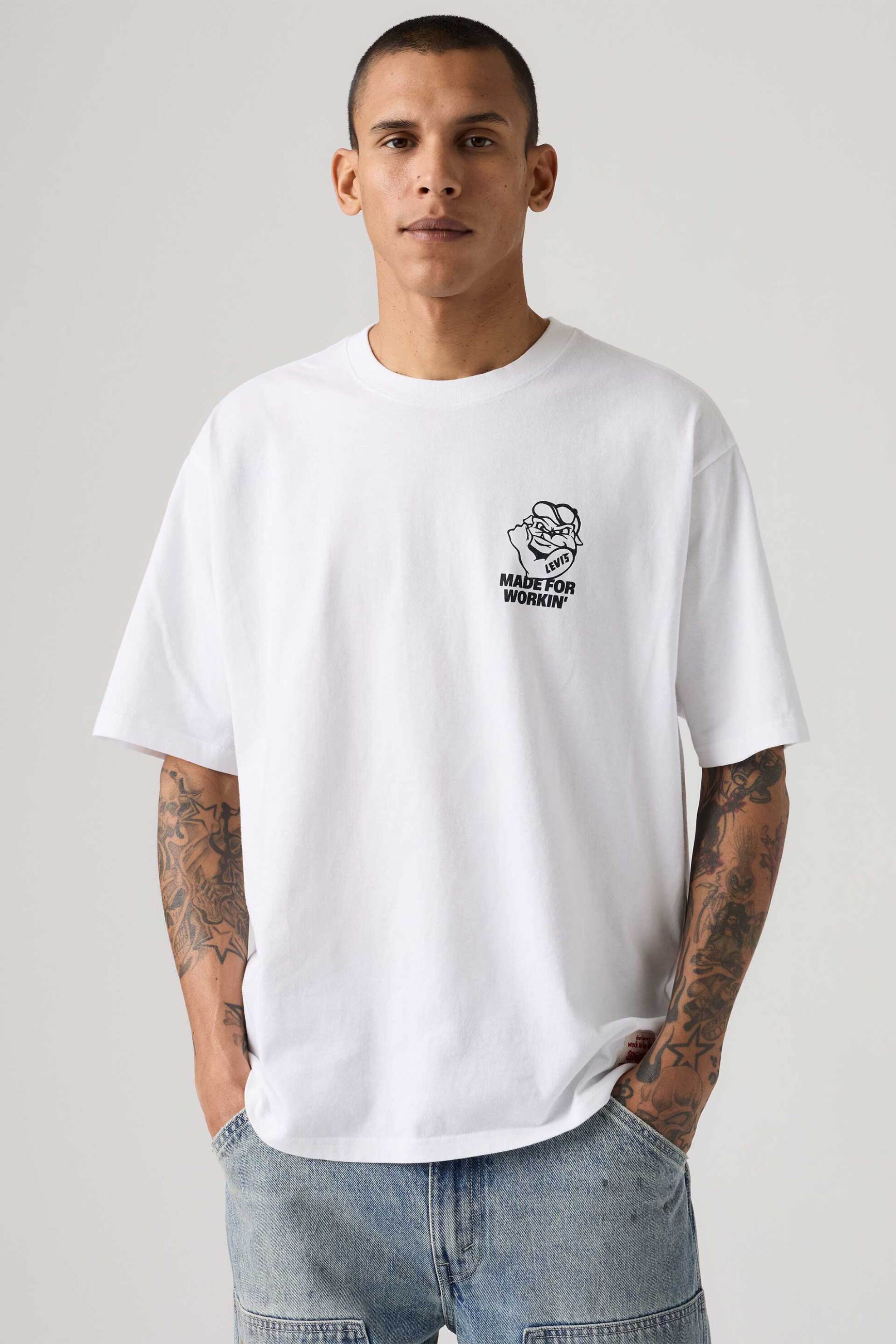 Levi's® ανδρικό T-shirt με print Loose Fit "Workwear Graphic" - 003XL0006 Λευκό