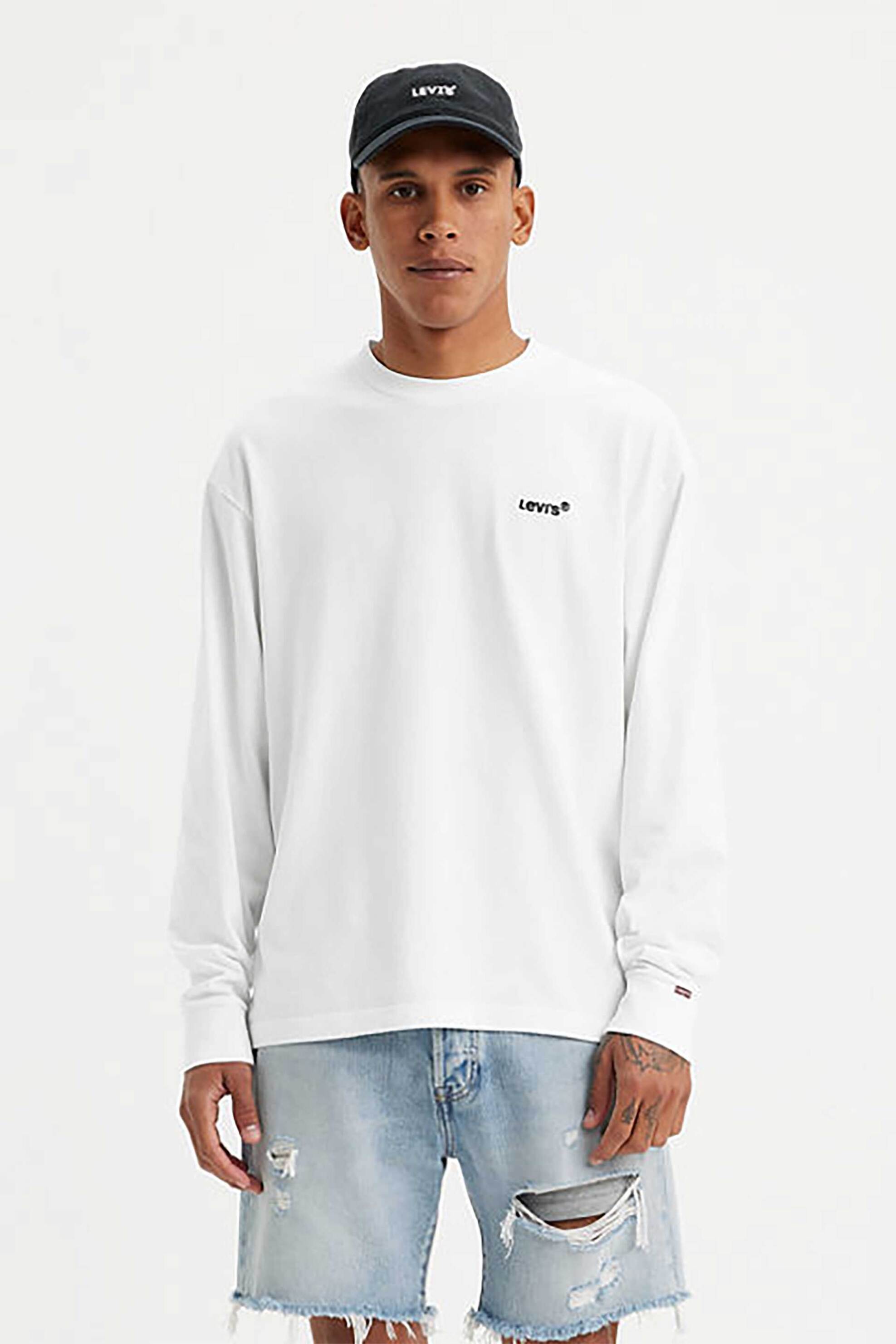 Levi's® ανδρική μακρυμάνικη μπλούζα με λογότυπο Relaxed Fit "Authentic" - A68870004 Λευκό