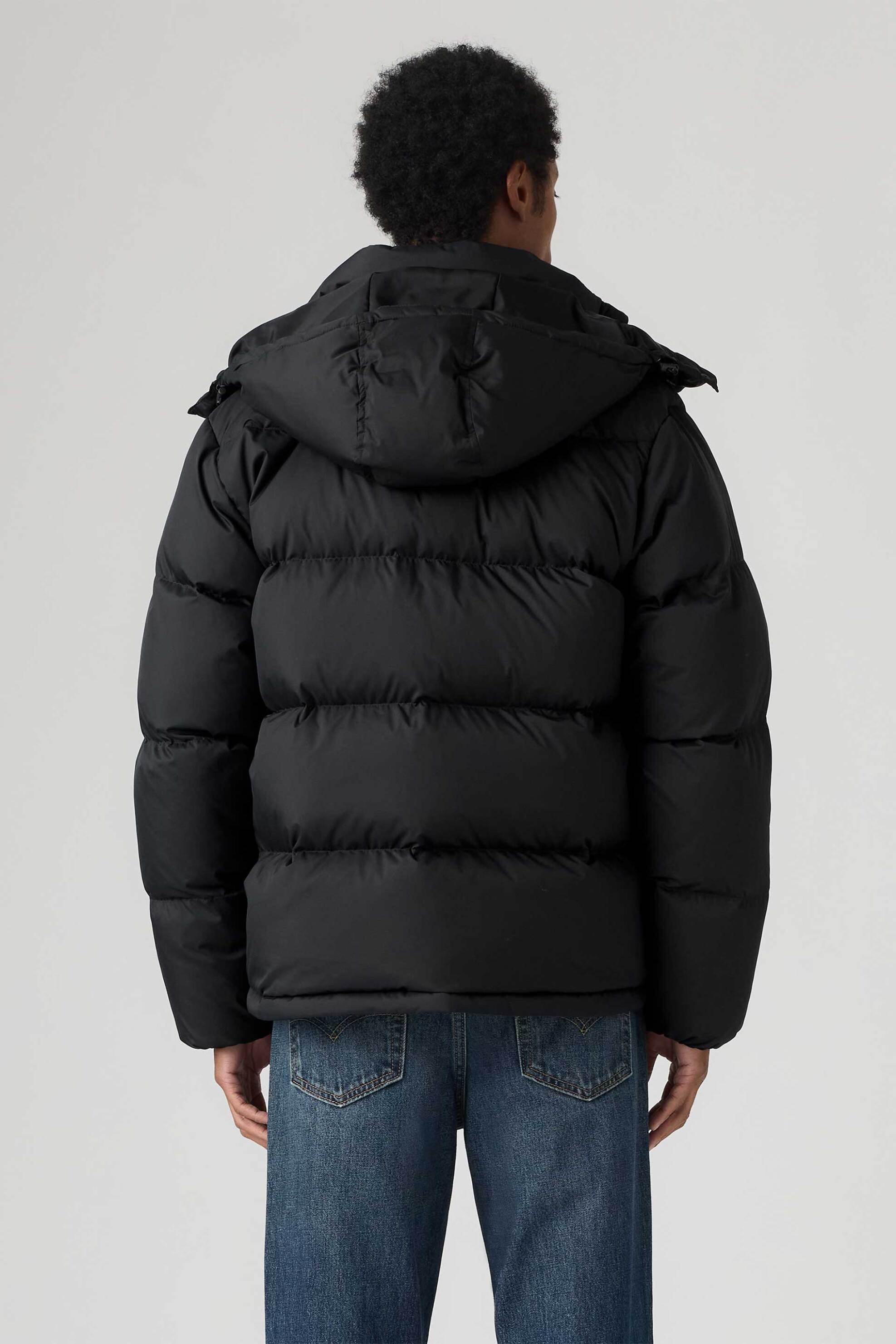Levi&Apos S Ανδρικό Μπουφάν Puffer με Κουκούλα Και Λογότυπο Standard Fit Rockwell - 007Sp0000 Μαύρο