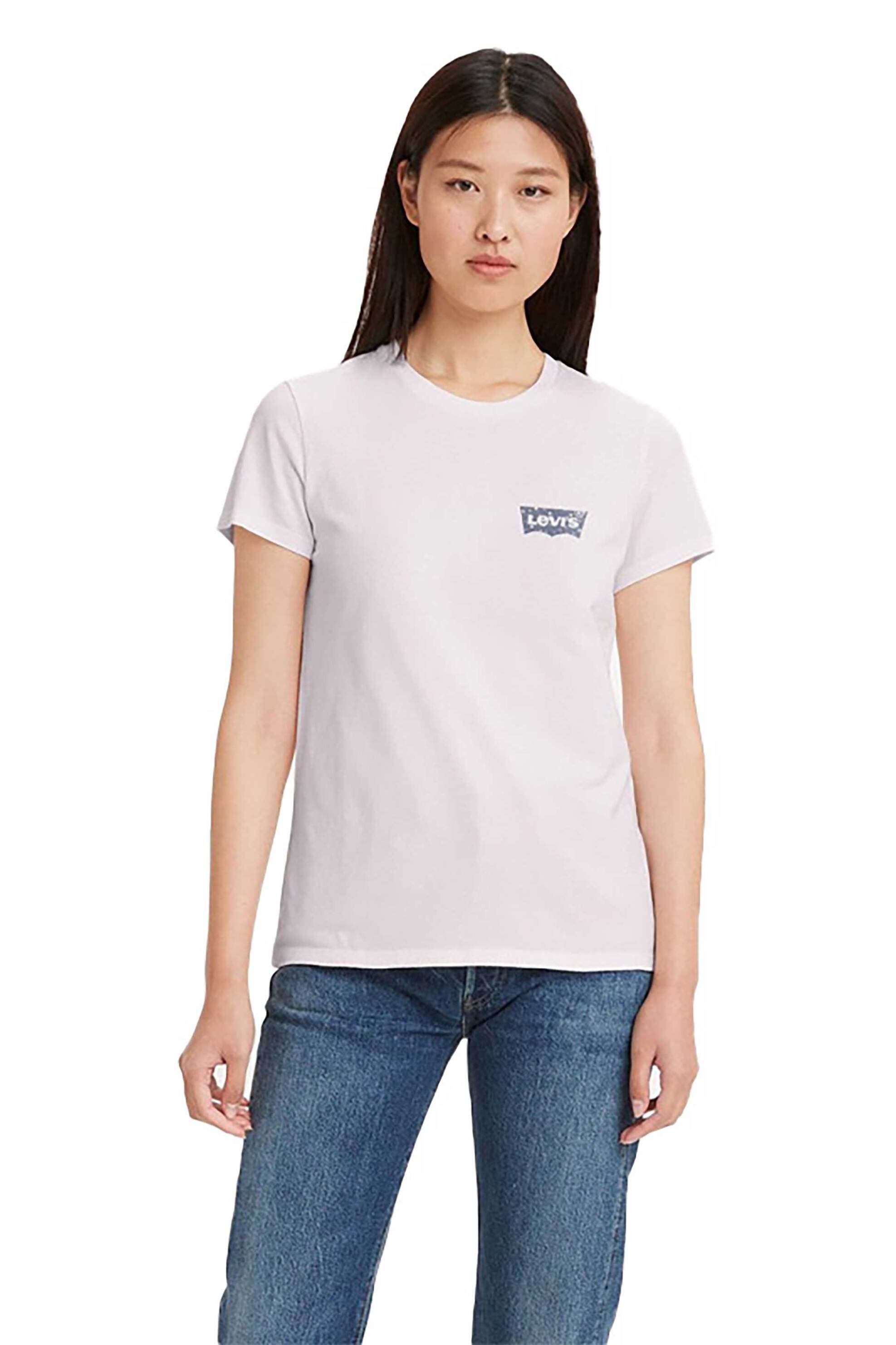Levi's® γυναικείο T-shirt μονόχρωμο βαμβακερό με contrast logo print "The Perfect Tee" - 173692490 Ροζ Ανοιχτό