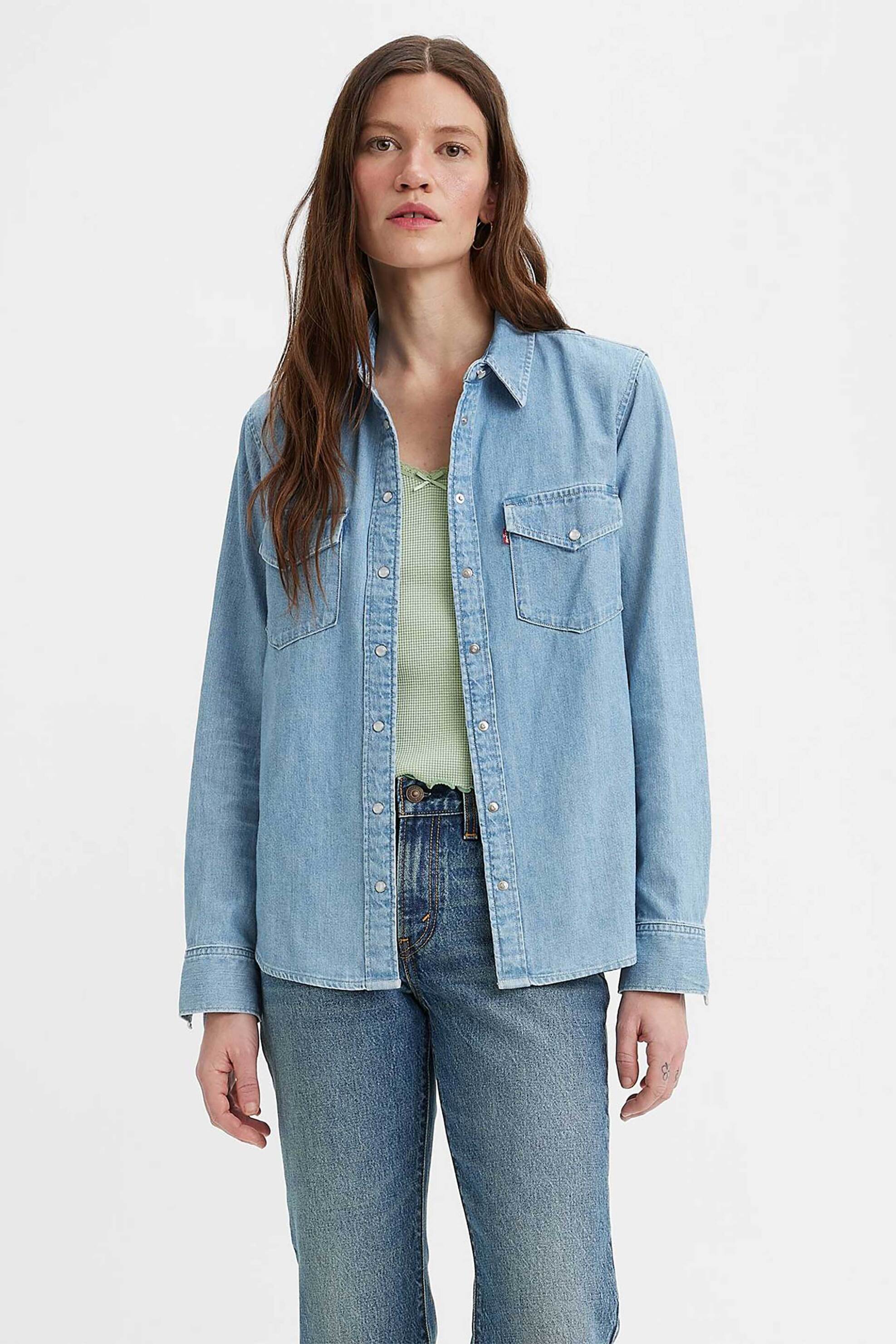 LEVI'S Levi's® γυναικείο denim πουκάμισο με τσέπες "Essential Western" - 167860018 Denim Blue Ανοιχτό