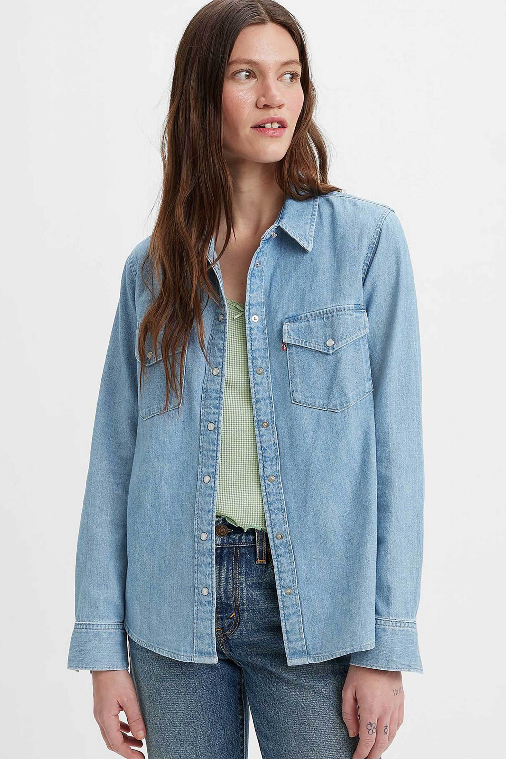 Levi's® γυναικείο denim πουκάμισο με τσέπες "Essential Western" - 167860018 Denim Blue Ανοιχτό φωτογραφία