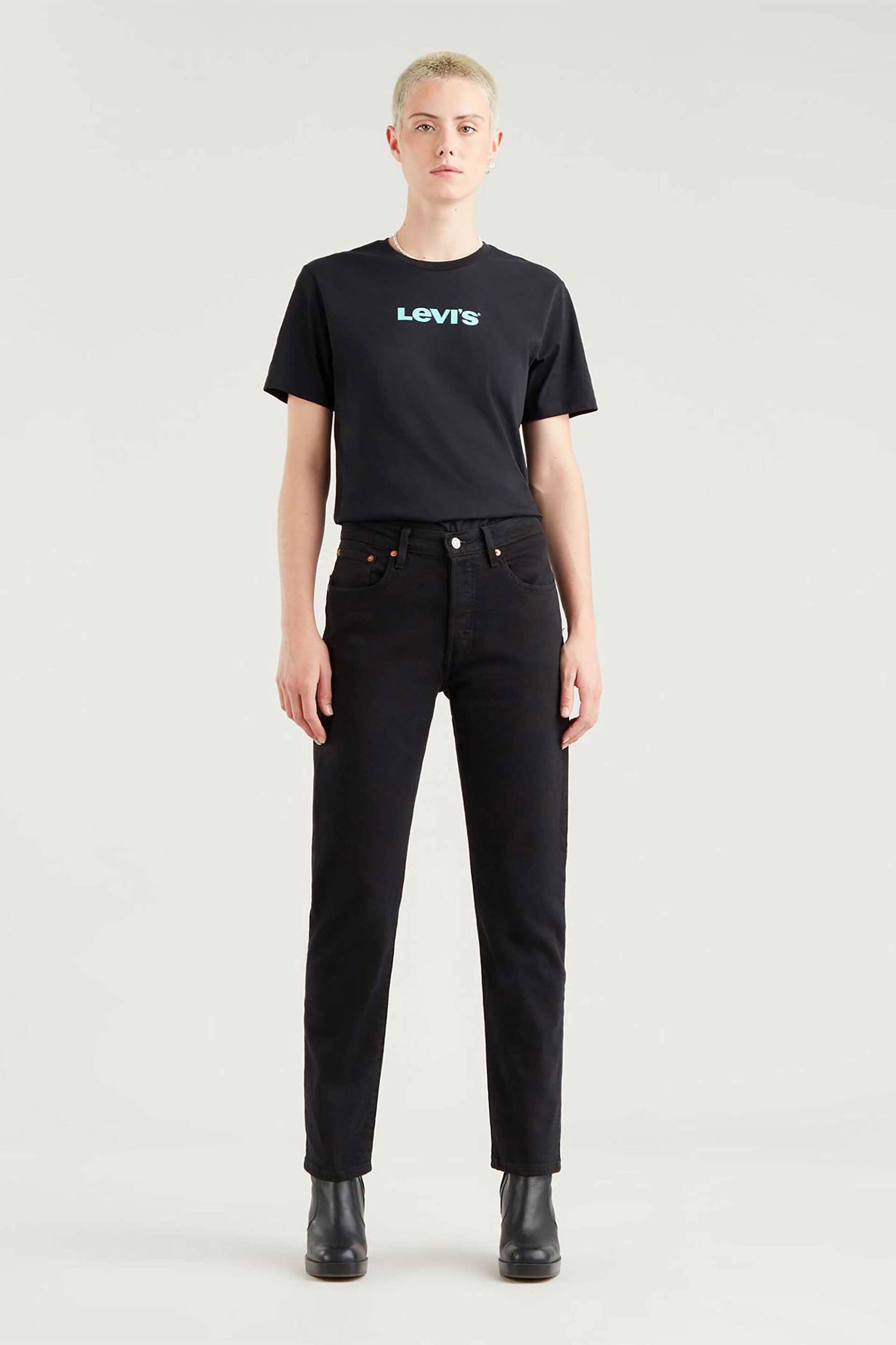 LEVI'S Levi's® γυναικείο ψηλόμεσο τζιν παντελόνι cropped "501" Straight Fit - 362000085 Μαύρο