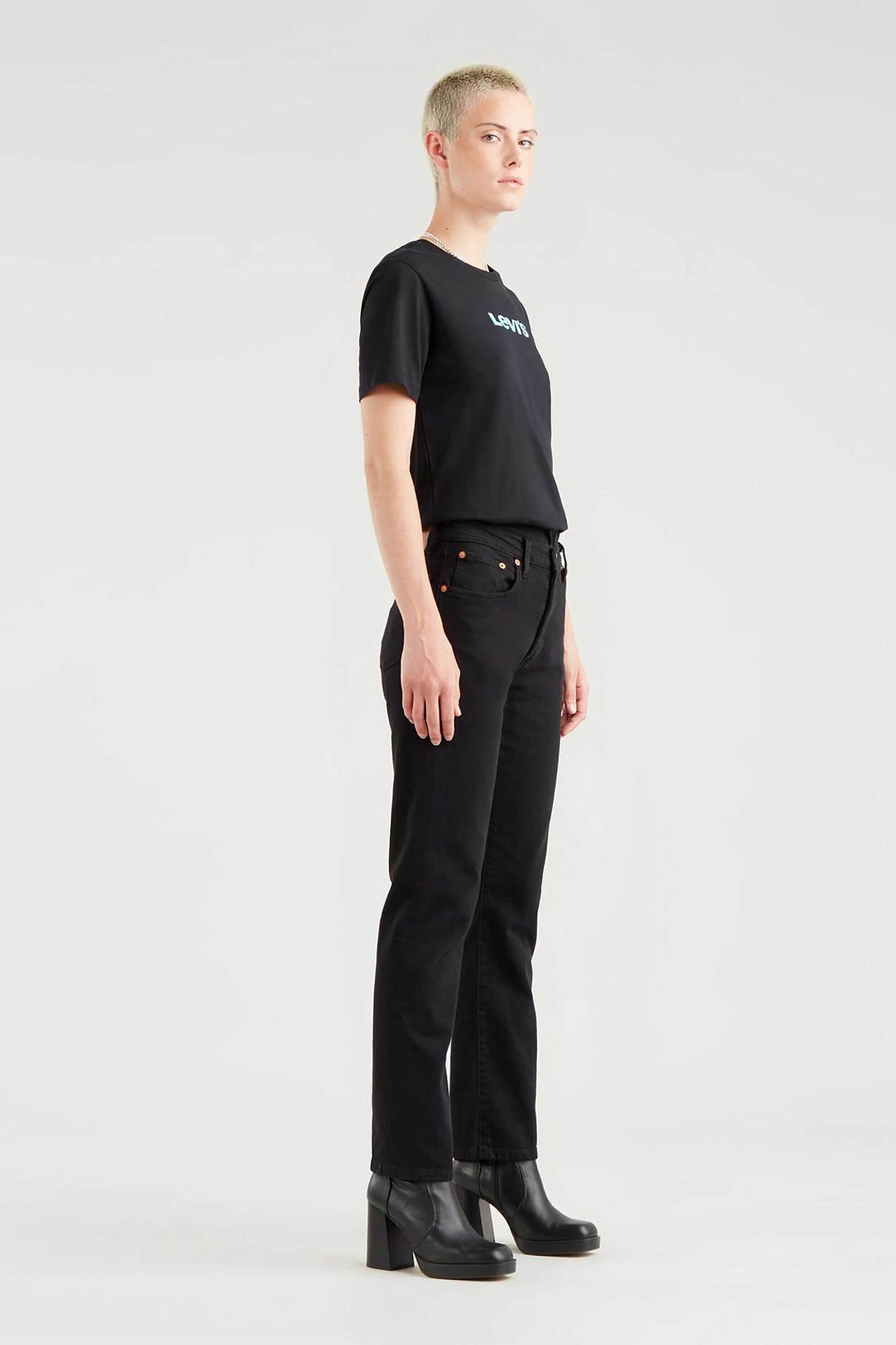 Levi's® γυναικείο ψηλόμεσο τζιν παντελόνι cropped "501" Straight Fit - 362000085 Μαύρο φωτογραφία