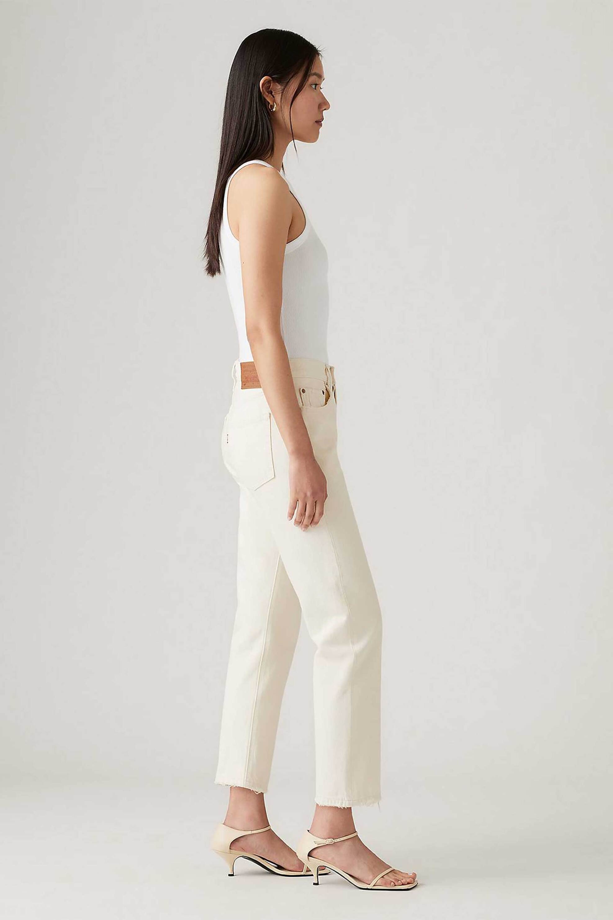 Levi's® γυναικείο ψηλόμεσο τζην παντελόνι cropped πεντάτσεπο Straight Fit "501®" - 362000319 Κρέμ φωτογραφία