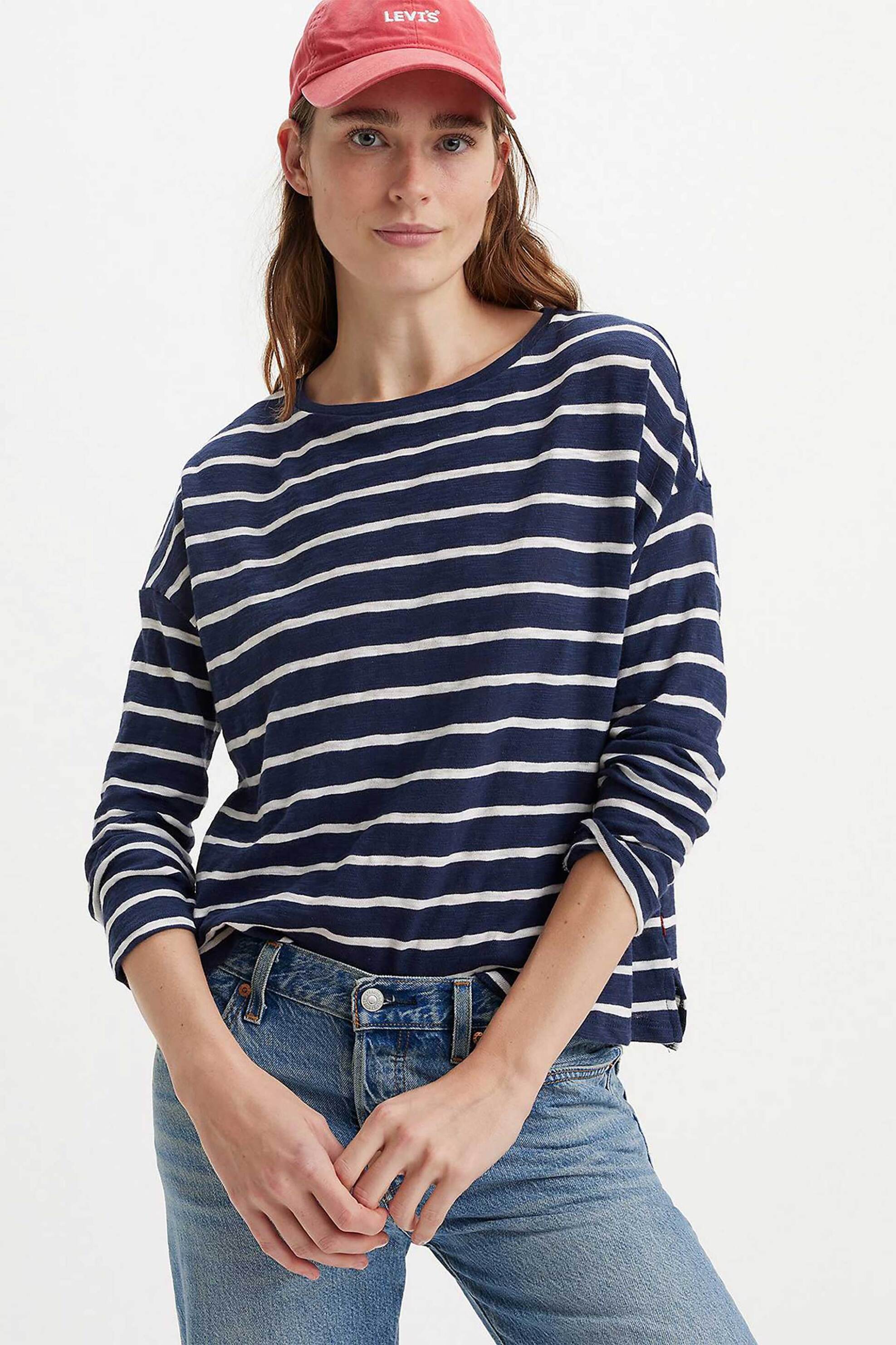 Levi's® γυναικεία μπλούζα ριγέ βαμβακερή "Margot" - A72480005 Μπλε Σκούρο