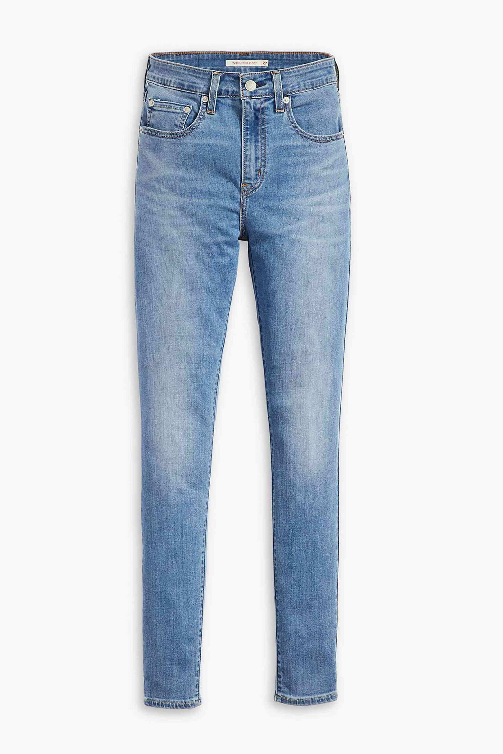 LEVI'S Levi's® γυναικείο τζιν παντελόνι μονόχρωμο πεντάτσεπο ψηλόμεσο με logo patch και label "721™" - 188820697 Denim Blue Ανοιχτό - 4