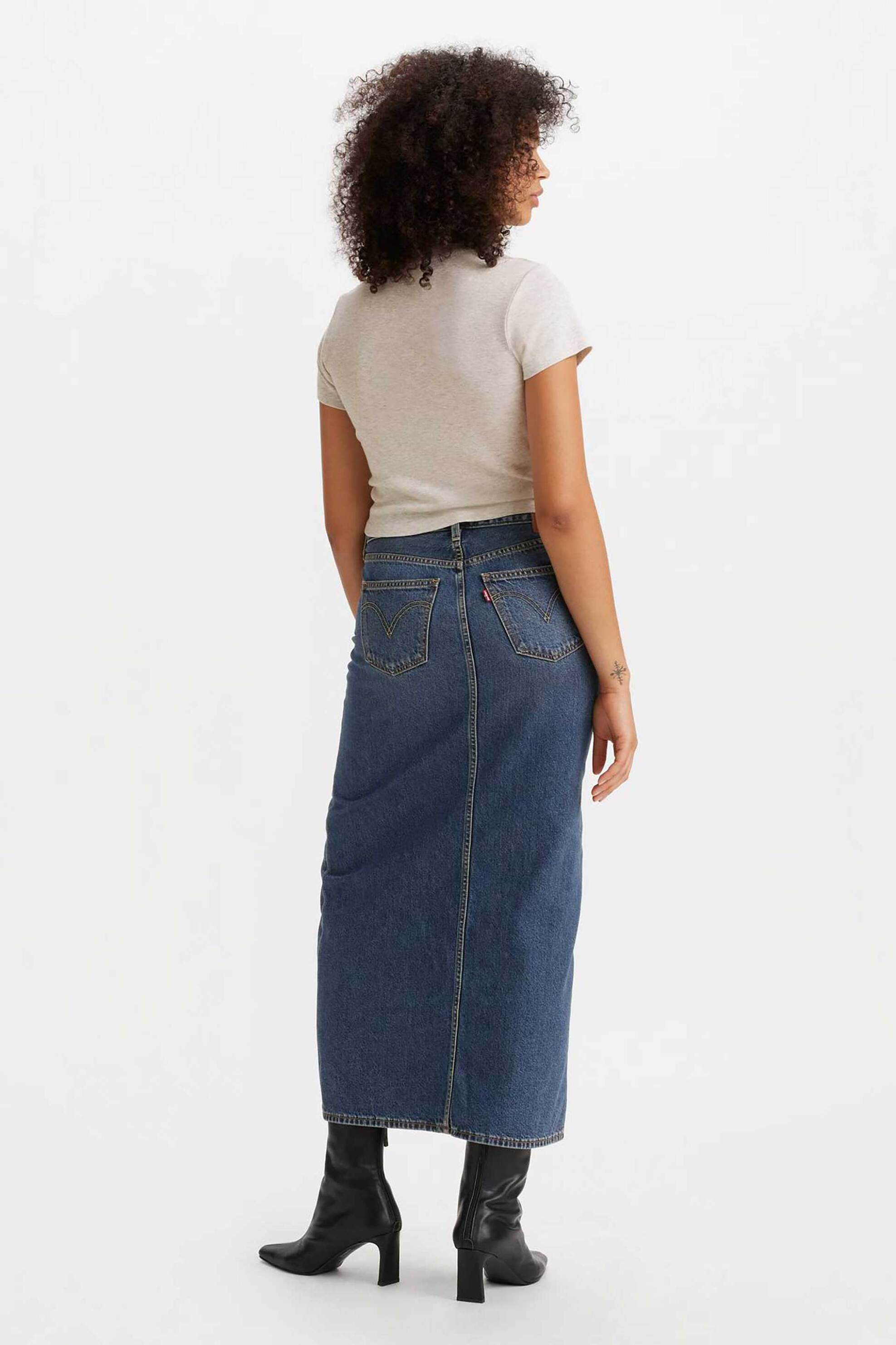 LEVI'S Levi's® γυναικεία midi φούστα denim πεντάτσεπη με σκίσιμο - A75120005 Denim Blue - 3