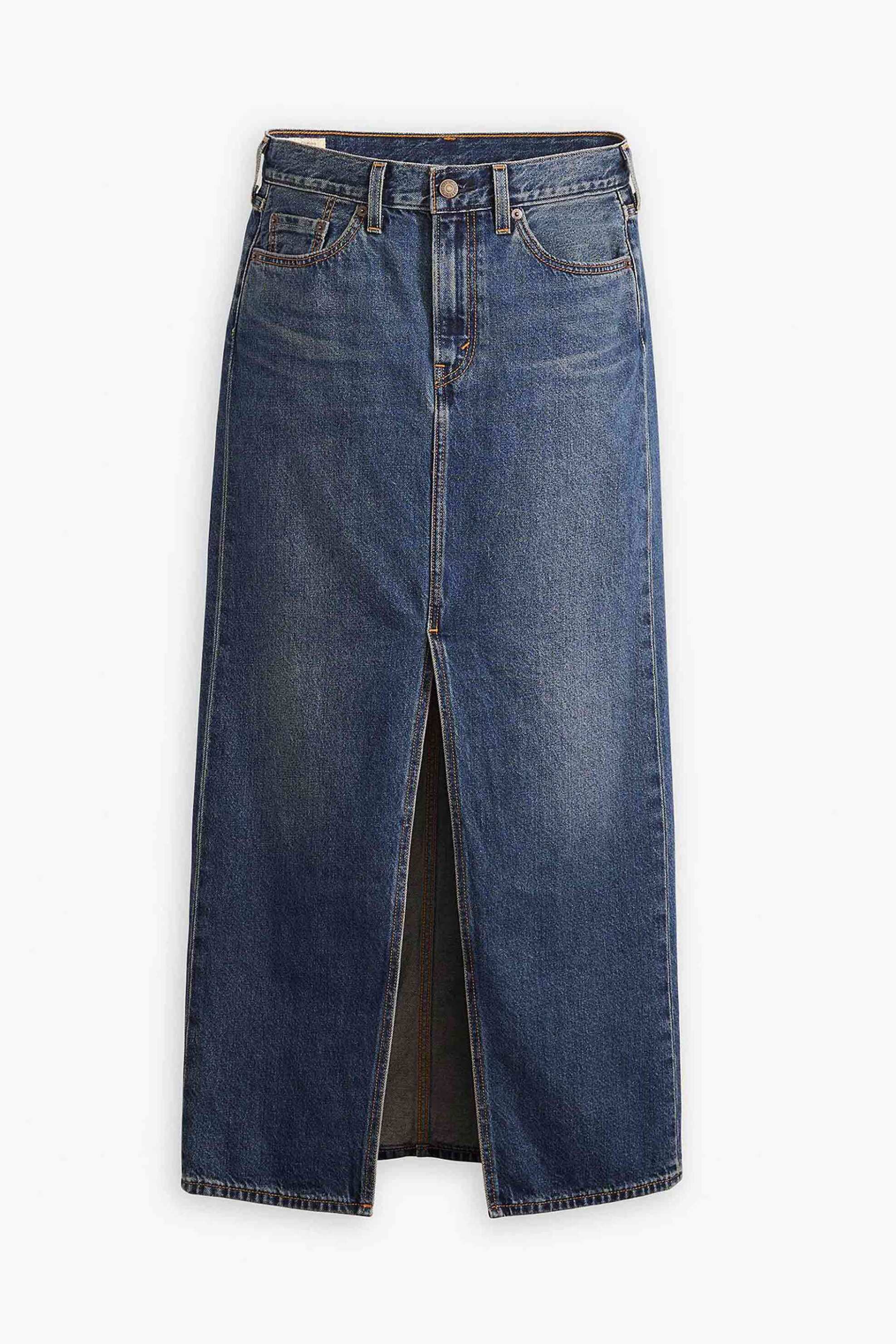 LEVI'S Levi's® γυναικεία midi φούστα denim πεντάτσεπη με σκίσιμο - A75120005 Denim Blue - 4