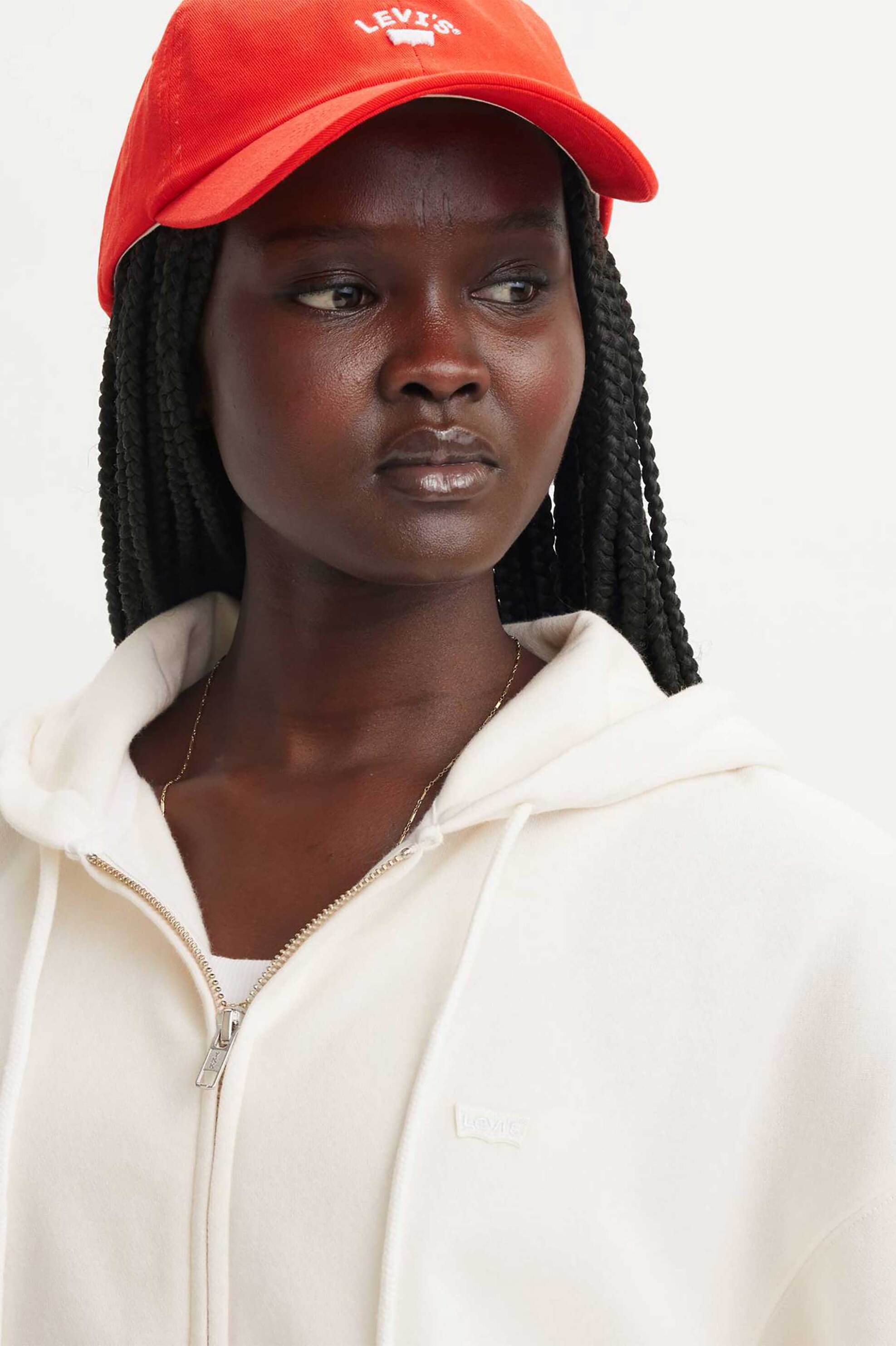 Levi's® γυναικεία ζακέτα φούτερ μονόχρωμη με κουκούλα και τσέπες - A59450015 Εκρού φωτογραφία