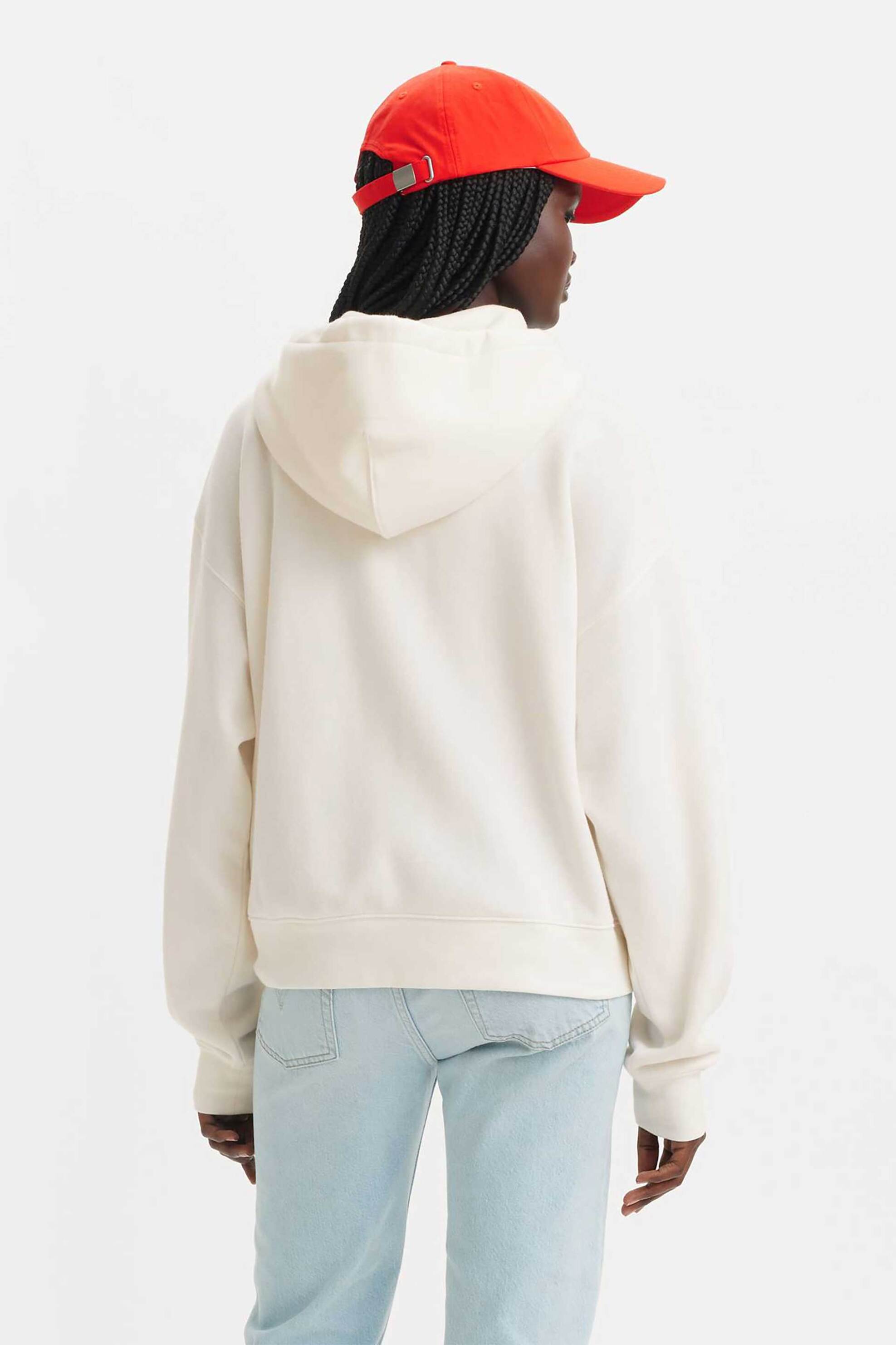 Levi's® γυναικεία ζακέτα φούτερ μονόχρωμη με κουκούλα και τσέπες - A59450015 Εκρού φωτογραφία